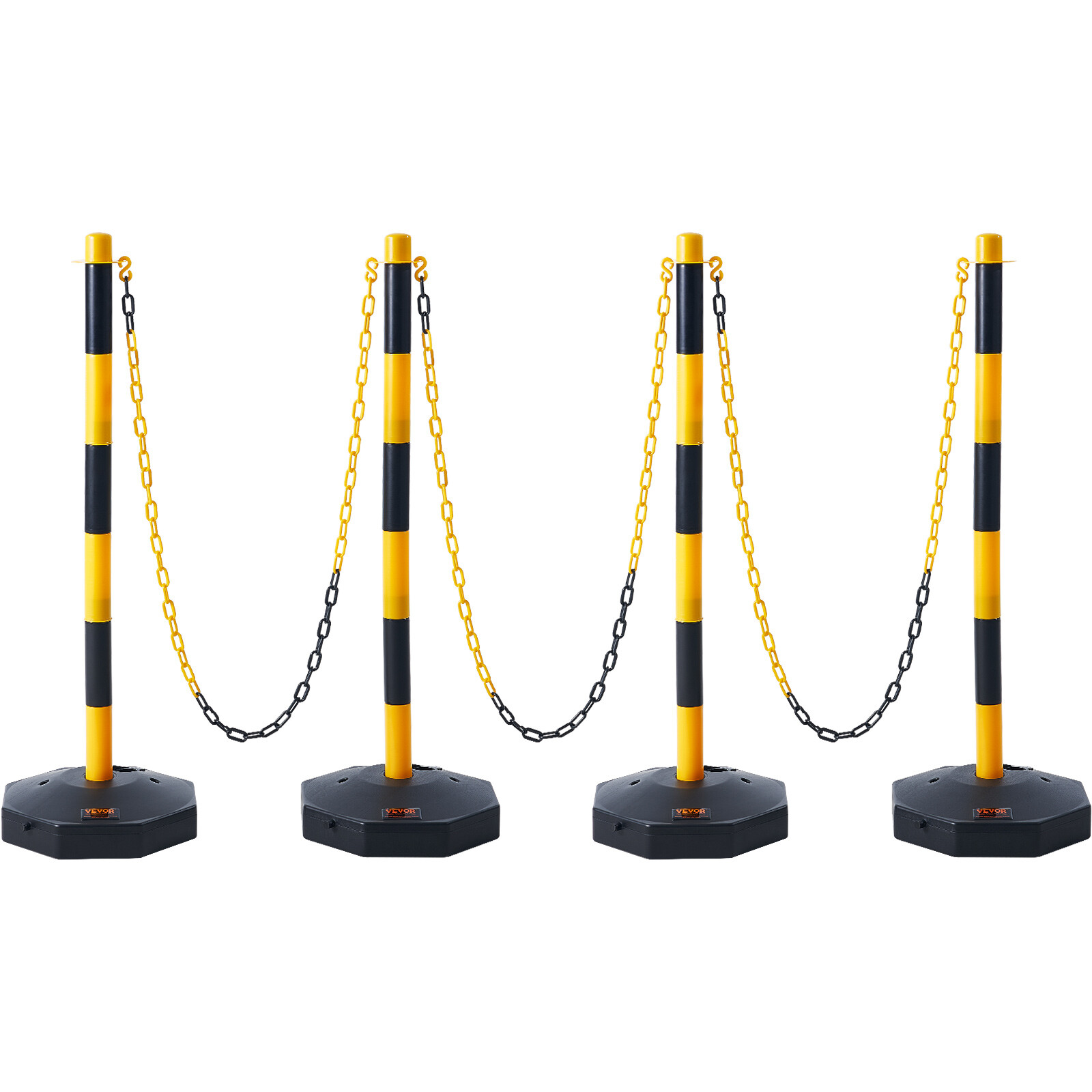 VEVOR 4PCs Traffic Delineator Post Cones with Fillable Base 8FT Chain Adjustable