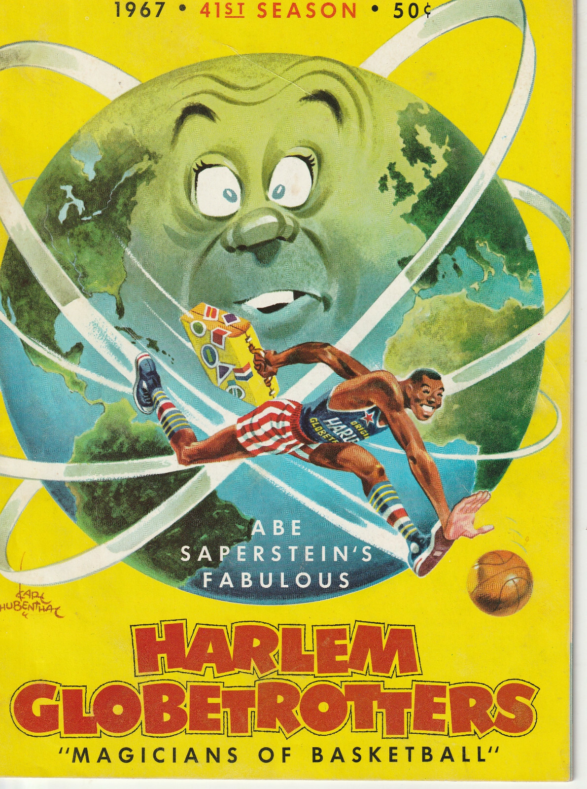 1967 Harlem Globetrotters Program Curley Neal Meadowlark Lemon 41st season AP20