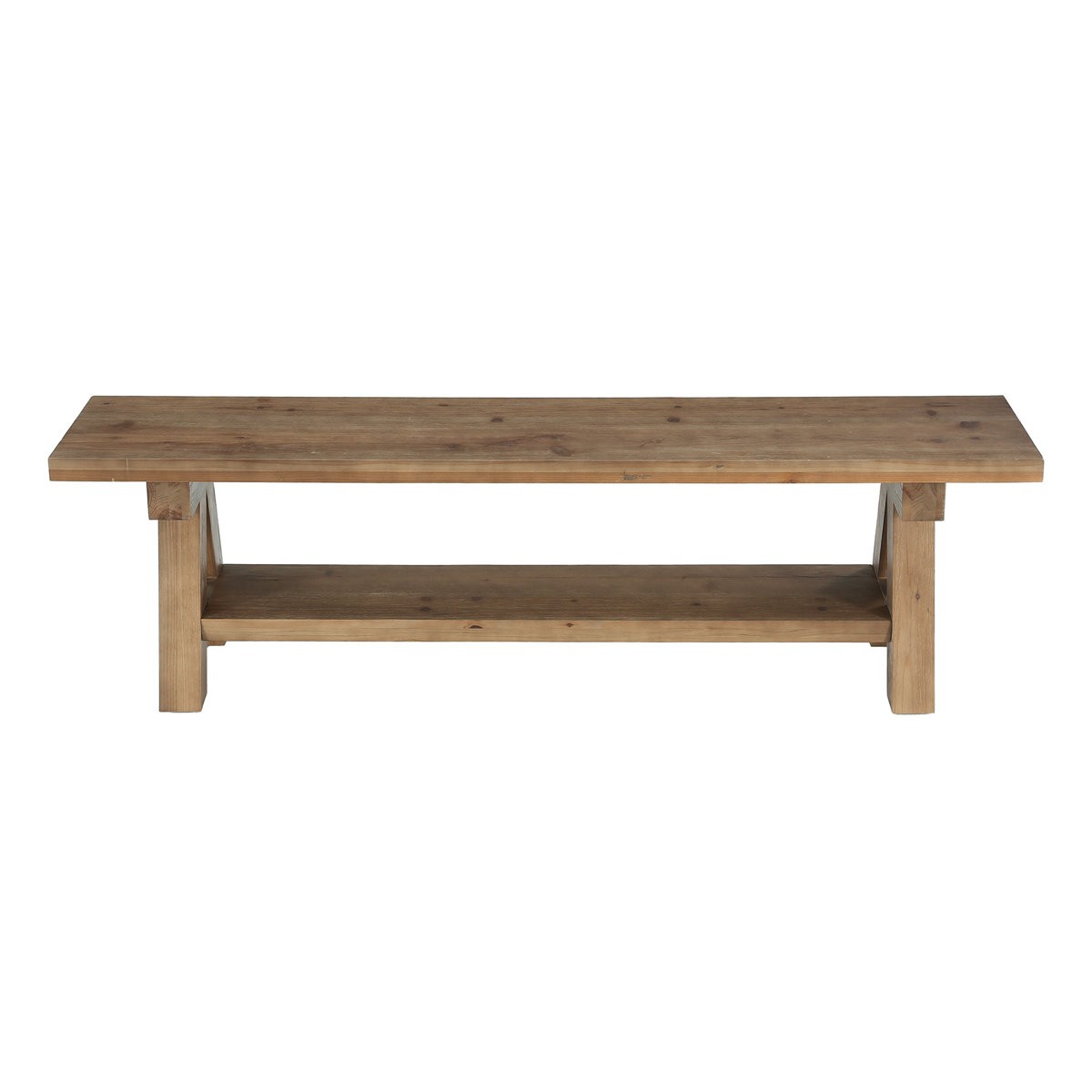 63" Solid Wood Entryway Bench, Dinning Bench with Open Storage for Dining Room