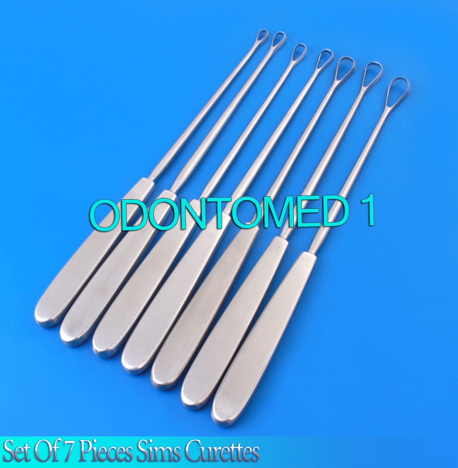 7 Sims Uterine Curettes 10.5" #0,1,2,3,4,5,6 Sharp Surgical Instruments