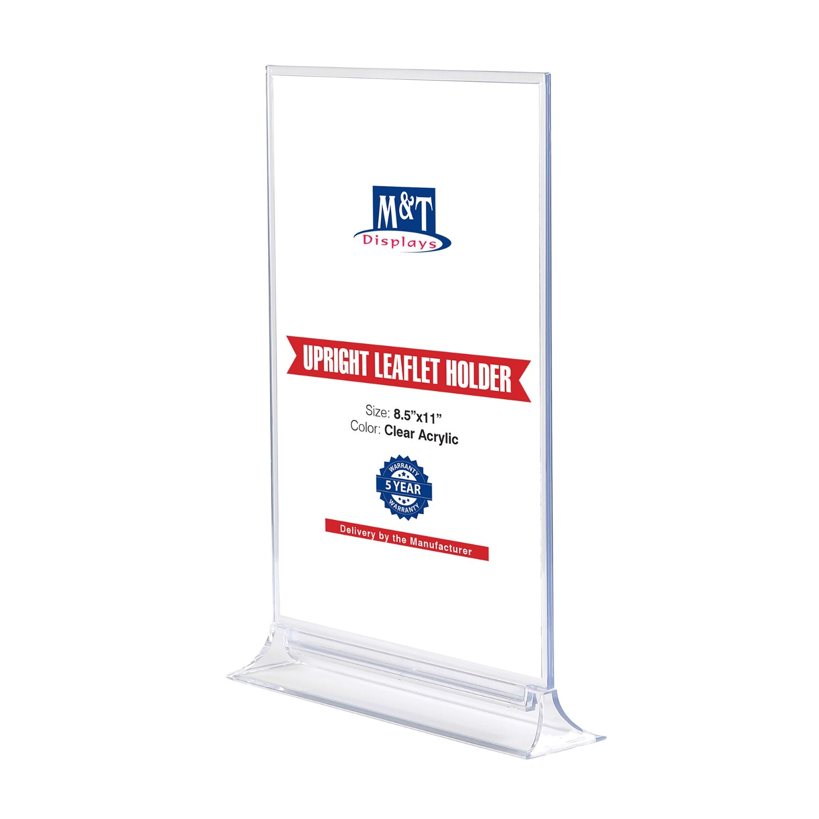 Clear Acrylic 8.5X11" Double-Sided Leaflet Holder Stand - Desktop Menu Organizer