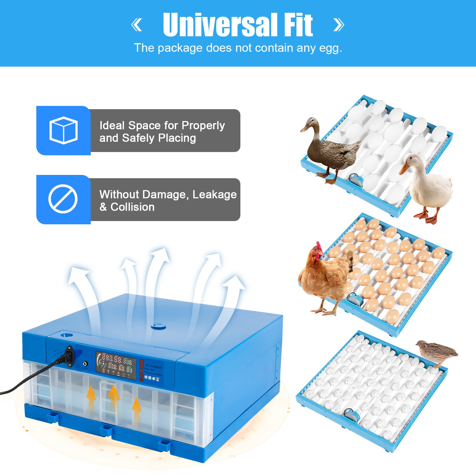 Digital 48 Egg Incubator Automatic Turning Humidity Control Chicken Duck Hatcher