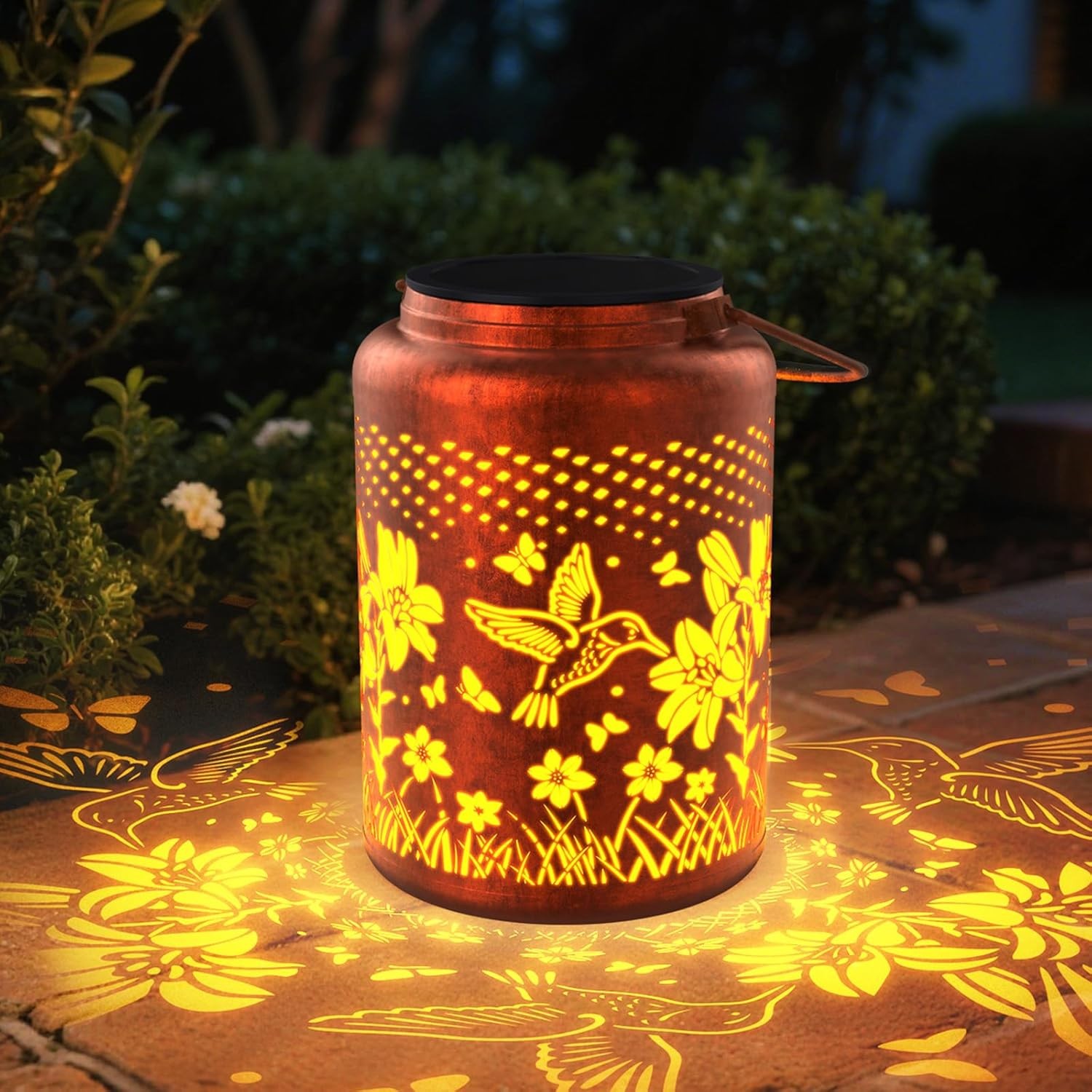 Solar Lantern Hanging Light LED Hummingbird Outdoor Garden Lamp Waterproof Decor