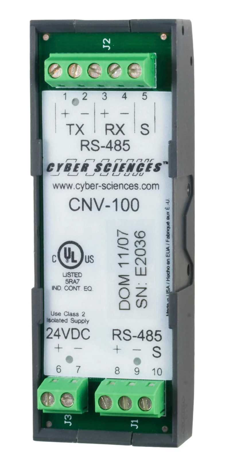 CYBER SCIENCES CNV-100 RS-485 2W TO 4W CONVERTER