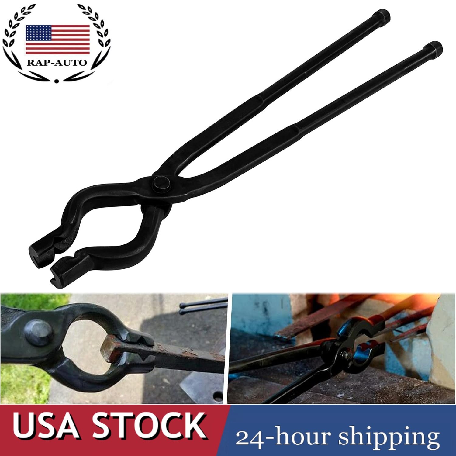 17 Inch V-Bit Bolt Blacksmith Tongs Wolf Jaw Tongs Assembled Knife Making Tongs