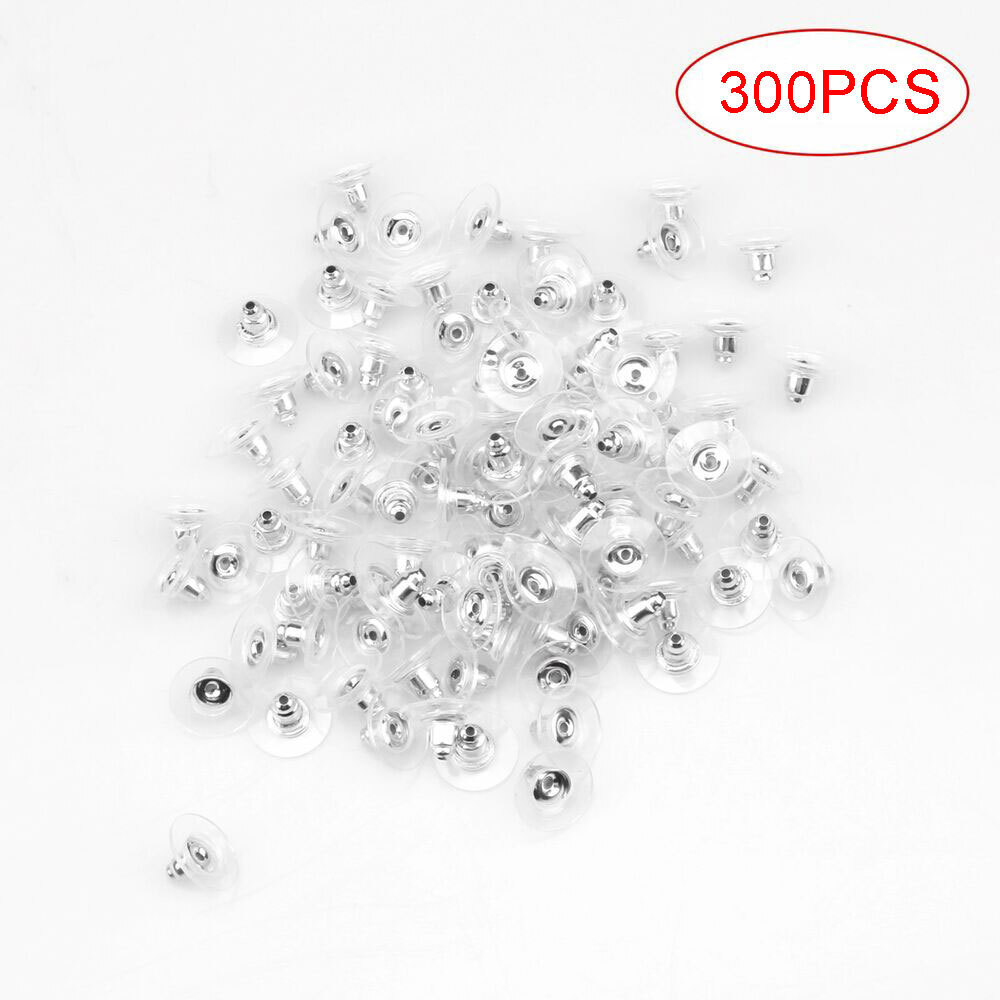 300x Earring Backs Post Backings stopper Silver Golden Stud secure Hook Earring