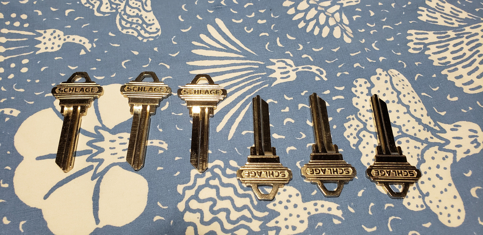 6 Genuine Vintage Schlage 35-101-E Keyway Nickle Silver 6 Pin Key Blanks