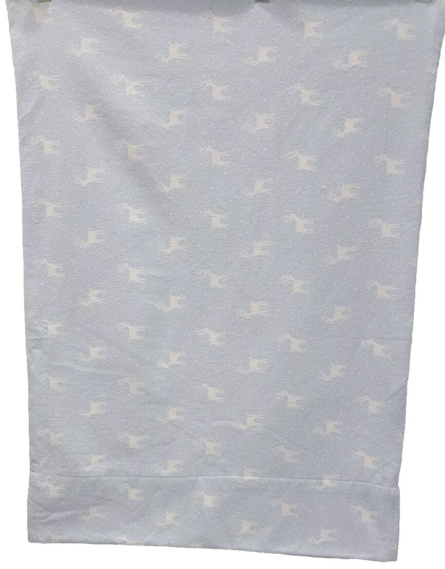 2 Light Blue Flannel Pillowcases W/ Little White Deer. 21 X 27 Standard