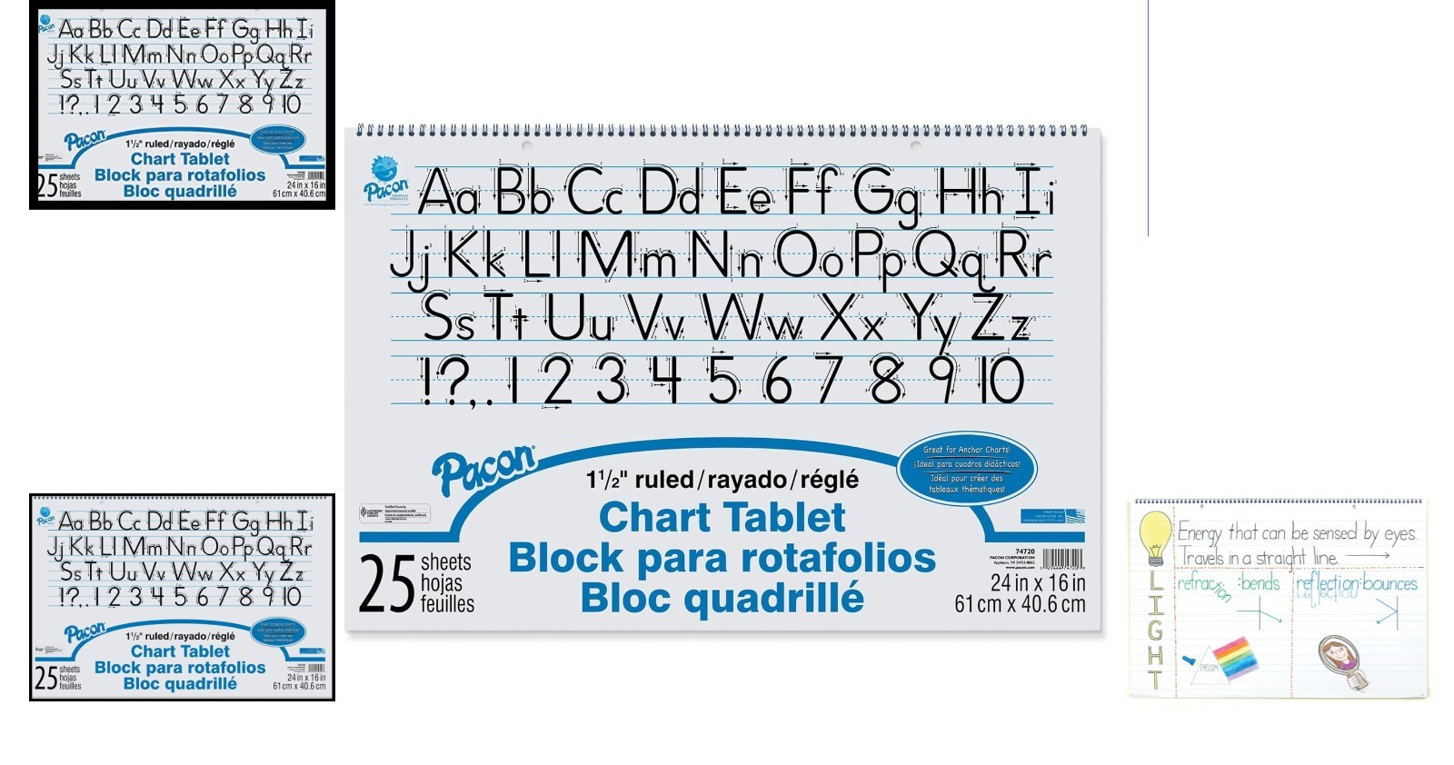 Durable 24" x 16" Chart Tablet - 1 1/2" Ruled, Ideal for Organized Note-Taking