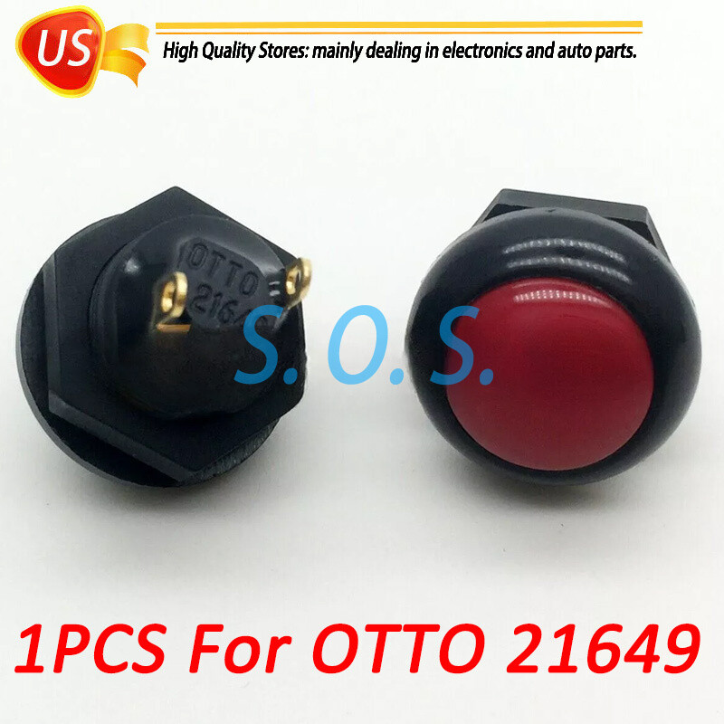 QTY:1 NEW For OTTO 21649 2 pins Waterproof reset button switch 12MM (Red button）