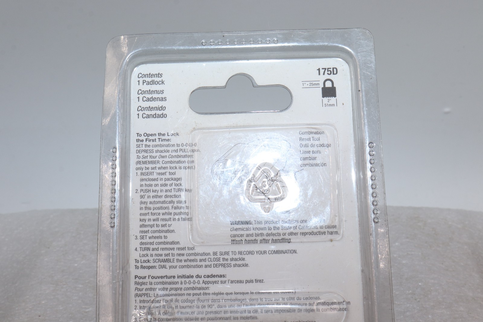 Master Lock Resettable Combination Padlock 2" wide Brass 175D