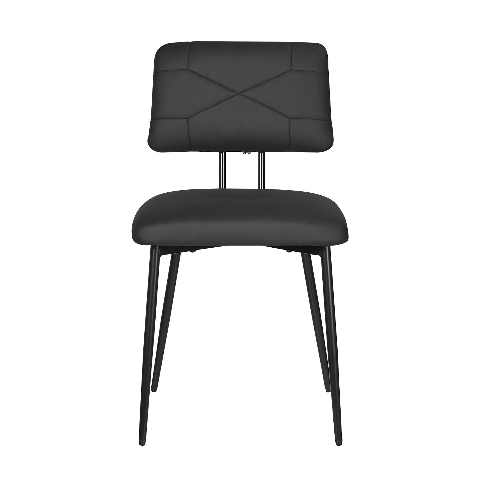 Set of 2 Upholstered PU Leather Dining Chairs with X Back Metal Legs Kitchen