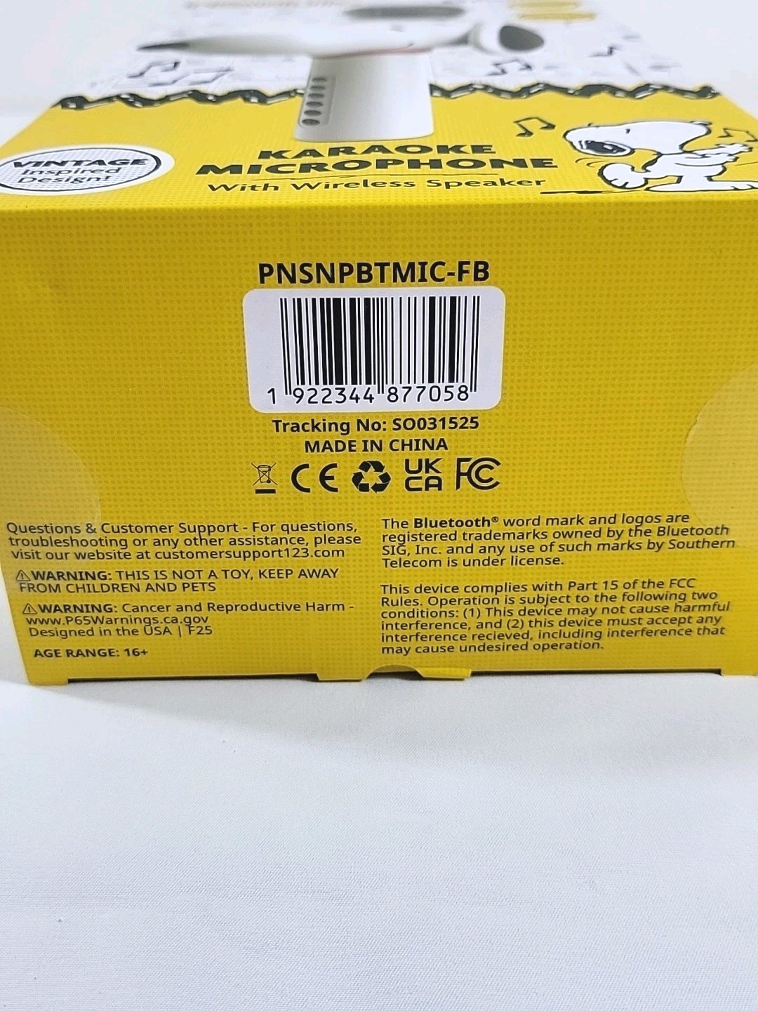 Peanuts Snoopy Bluetooth Karaoke Microphone Wireless Speaker New Sealed NIB