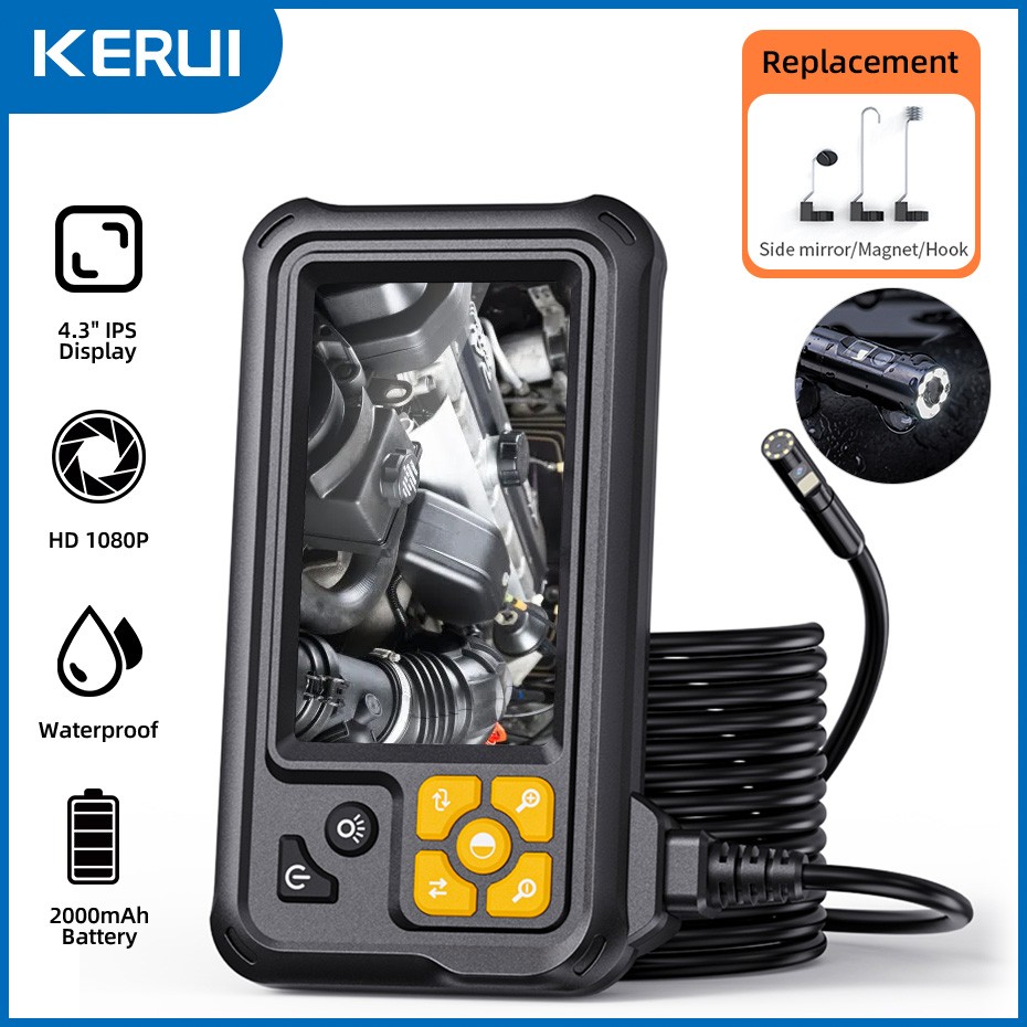 Portable Dual Probe Industrial Borescope 1080P IPS Display IP67 Waterproof 8LED