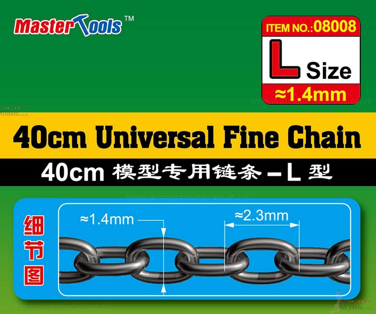 Universal Fine Chain L Size 1.4mmX2.3mm 40cms x2 by Master Tools Trumpeter