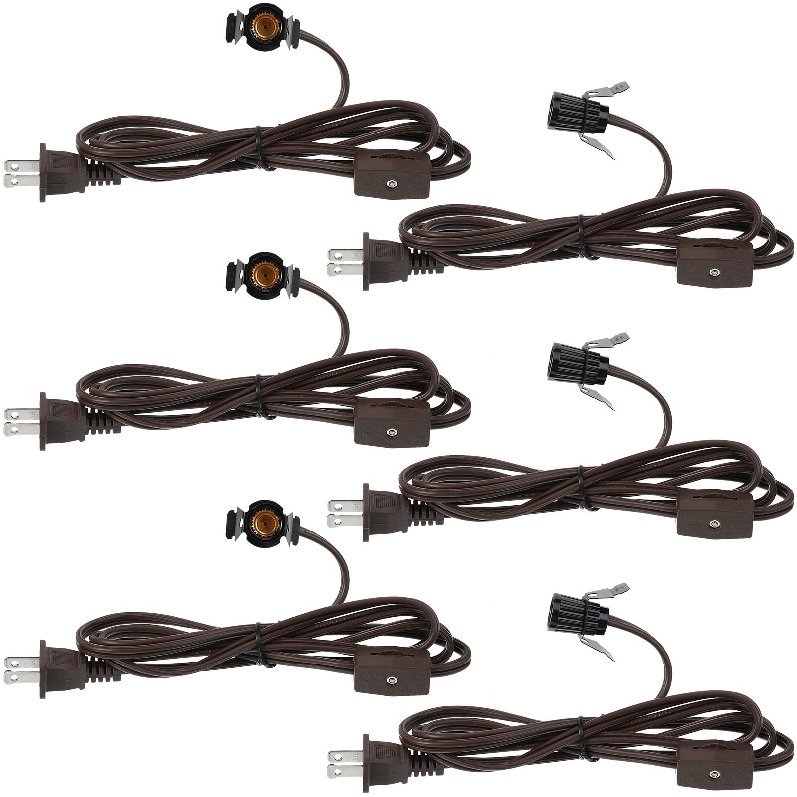 6 Pcs Single Salt Lamp Cord for Christmas Village E12 Corded Light Bulb Socke...
