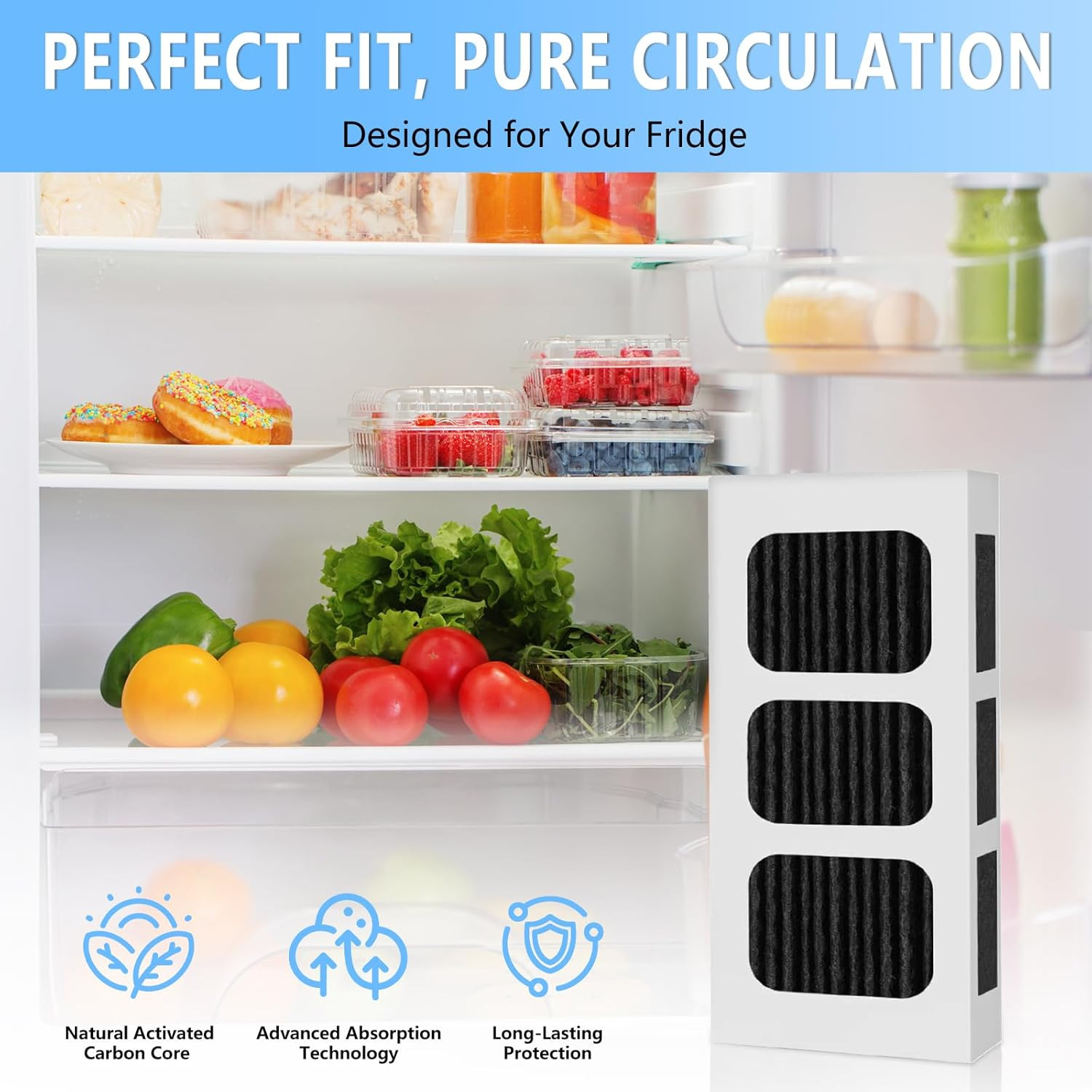 6 PACK Refrigerator Air Filter Replacement, Carbon Activated Filter for Paultra2