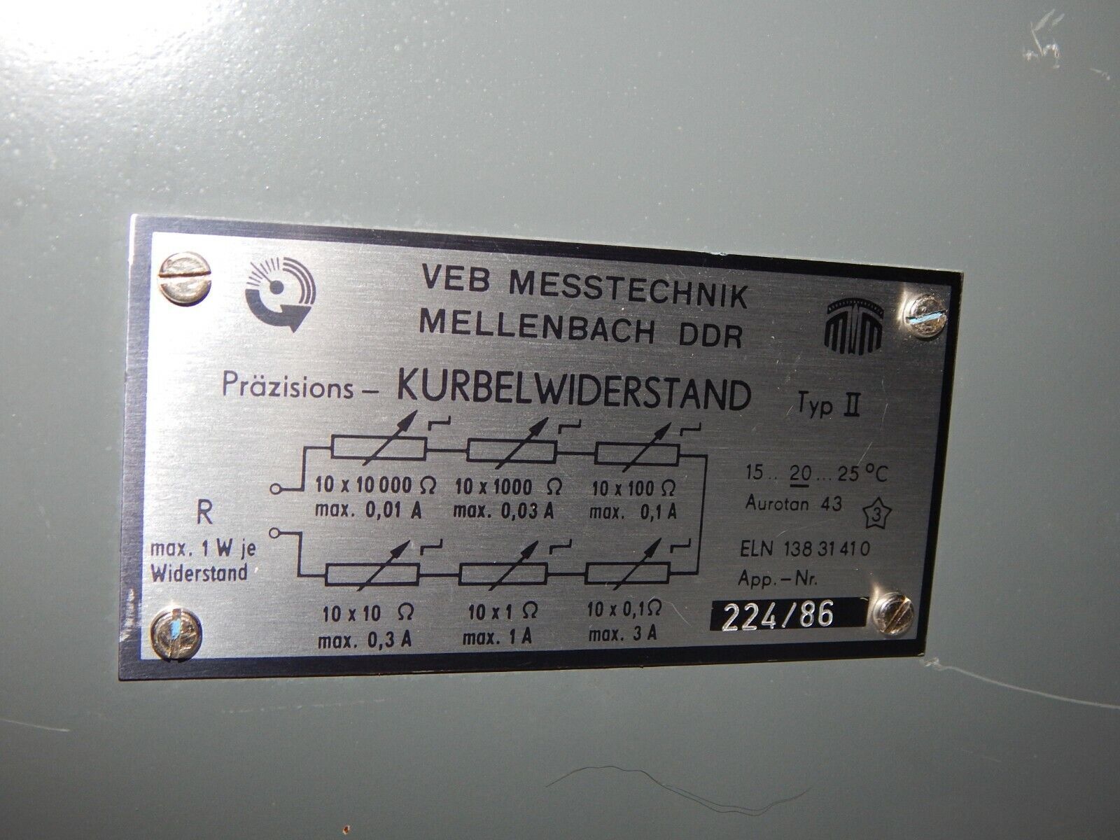 Measuring device precision crank resistance Type II VEB resistance box...