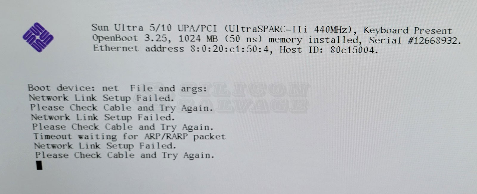 Sun Microsystems Ultra 10 Creator Workstation 440MHz 4 x 256MB