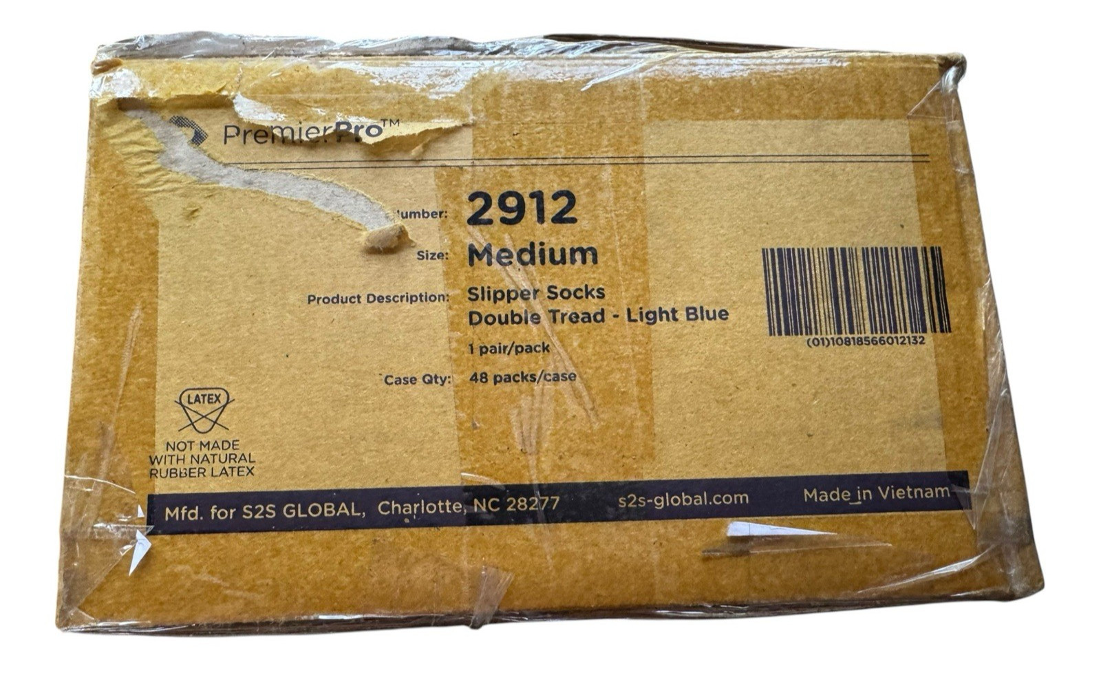 Premier Pro 2912 Hospital Slipper Socks Double Tread - M - Light Blue - 48 Count