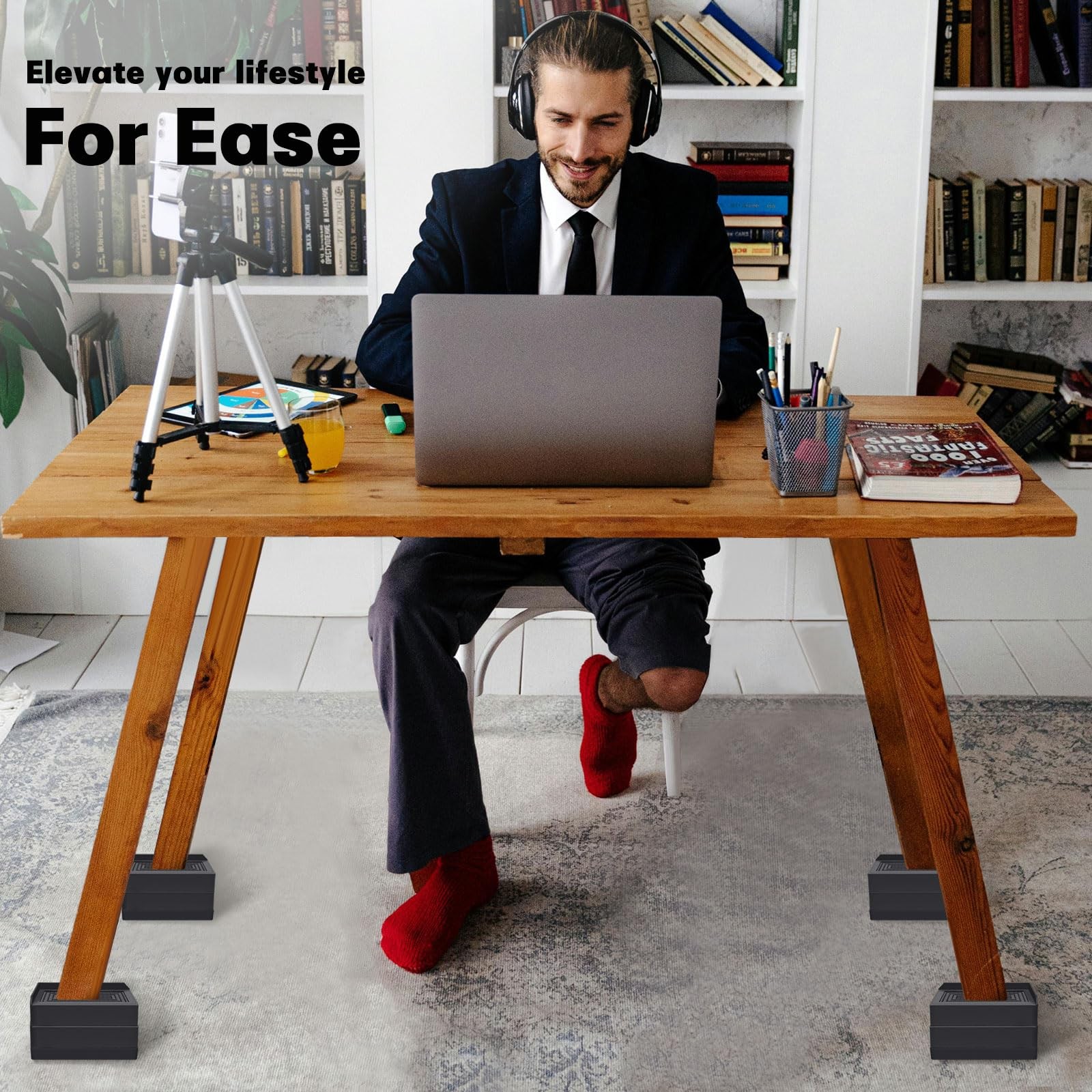 Rectangle Bed Risers, 3 Inch Heavy Duty Adjustable Furniture Risers for Bed S...