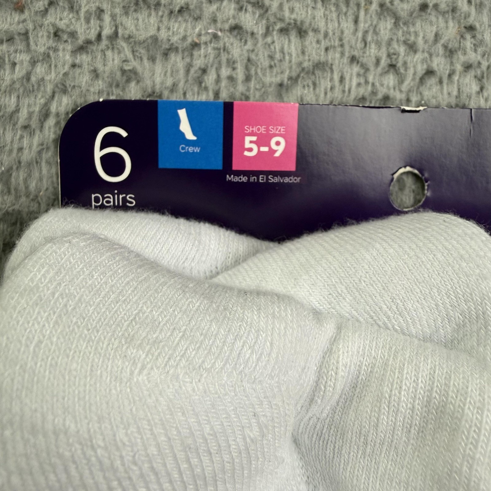 Hanes Crew Socks Womens Shoe Size 5-9 White Cushioned Cool Comfort 6 Pairs