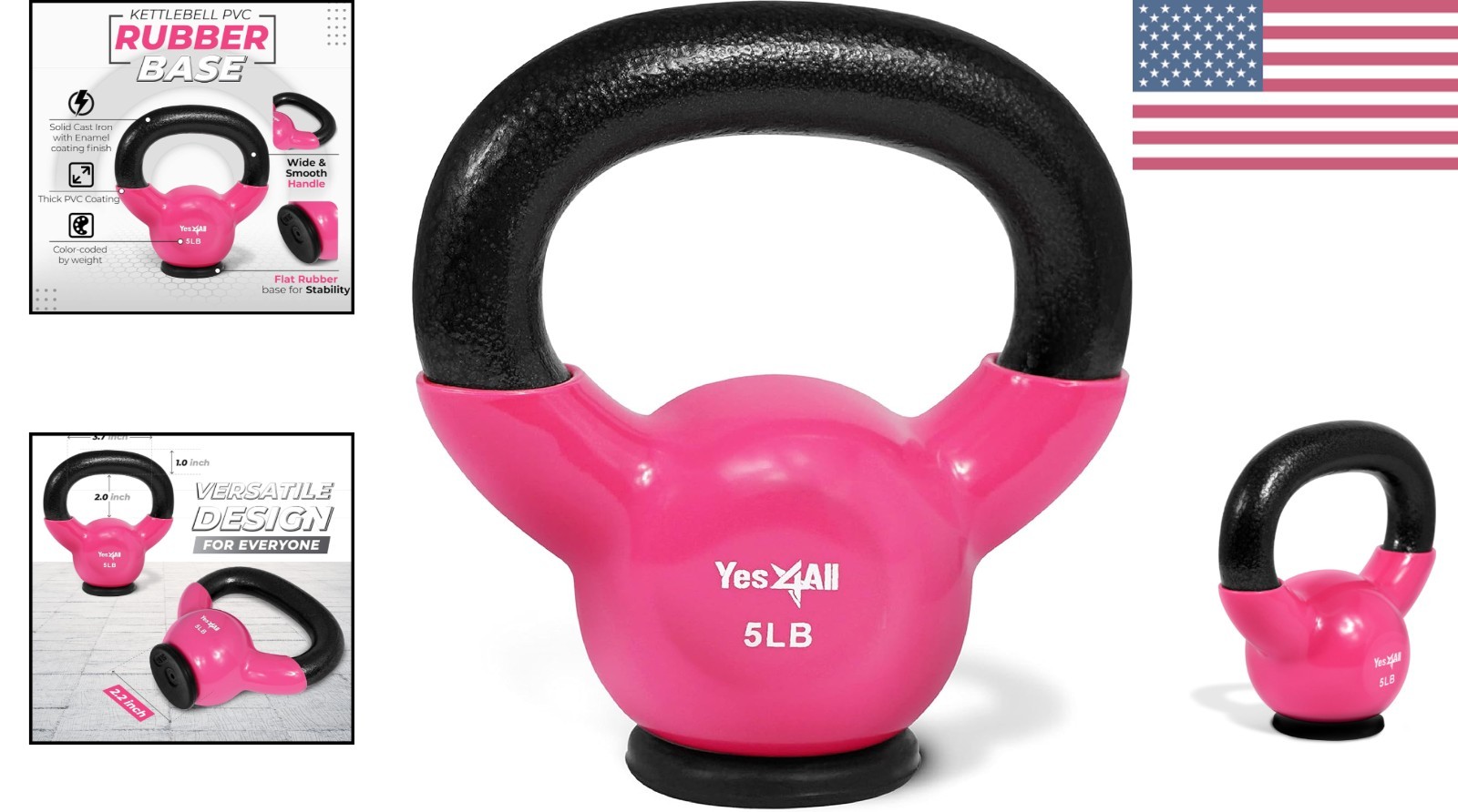 Kettlebell Set for Strength Training - 5-65 lbs, Rubber Base, Women-Friendly