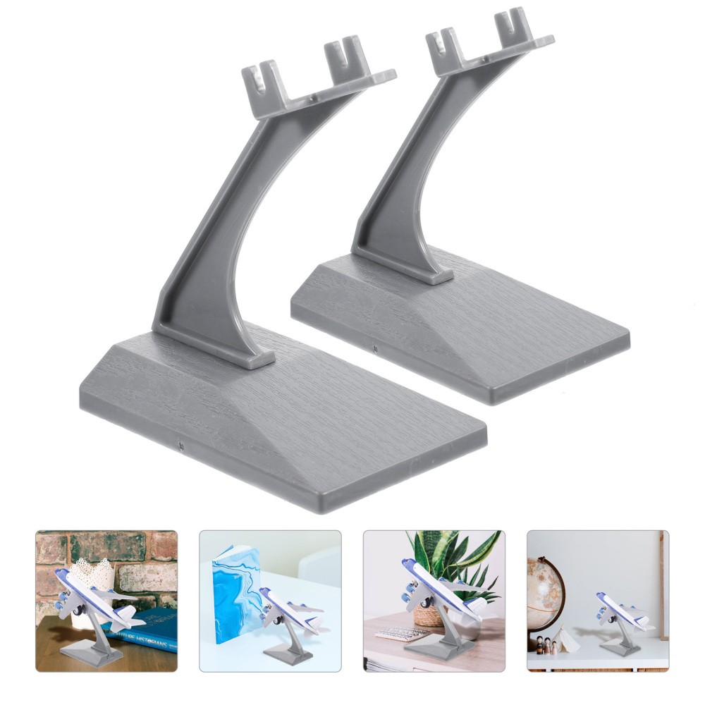 2Pcs Reusable Plastic Aircraft Model Display Shelves Grey Lightweight Portable