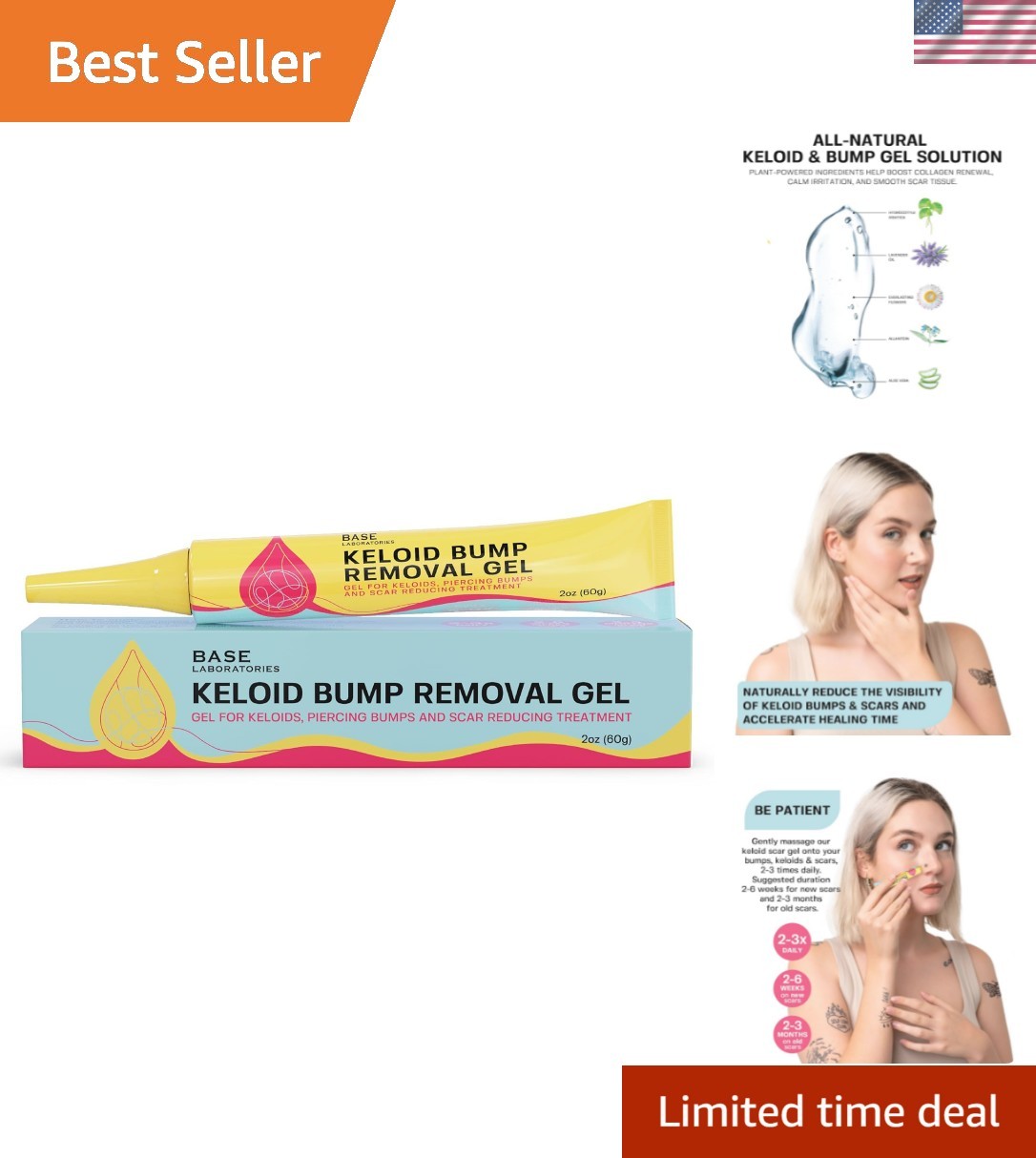 Keloid Bump Removal Gel | Natural Piercing Bump Treatment & Keloid Scar Gel |...