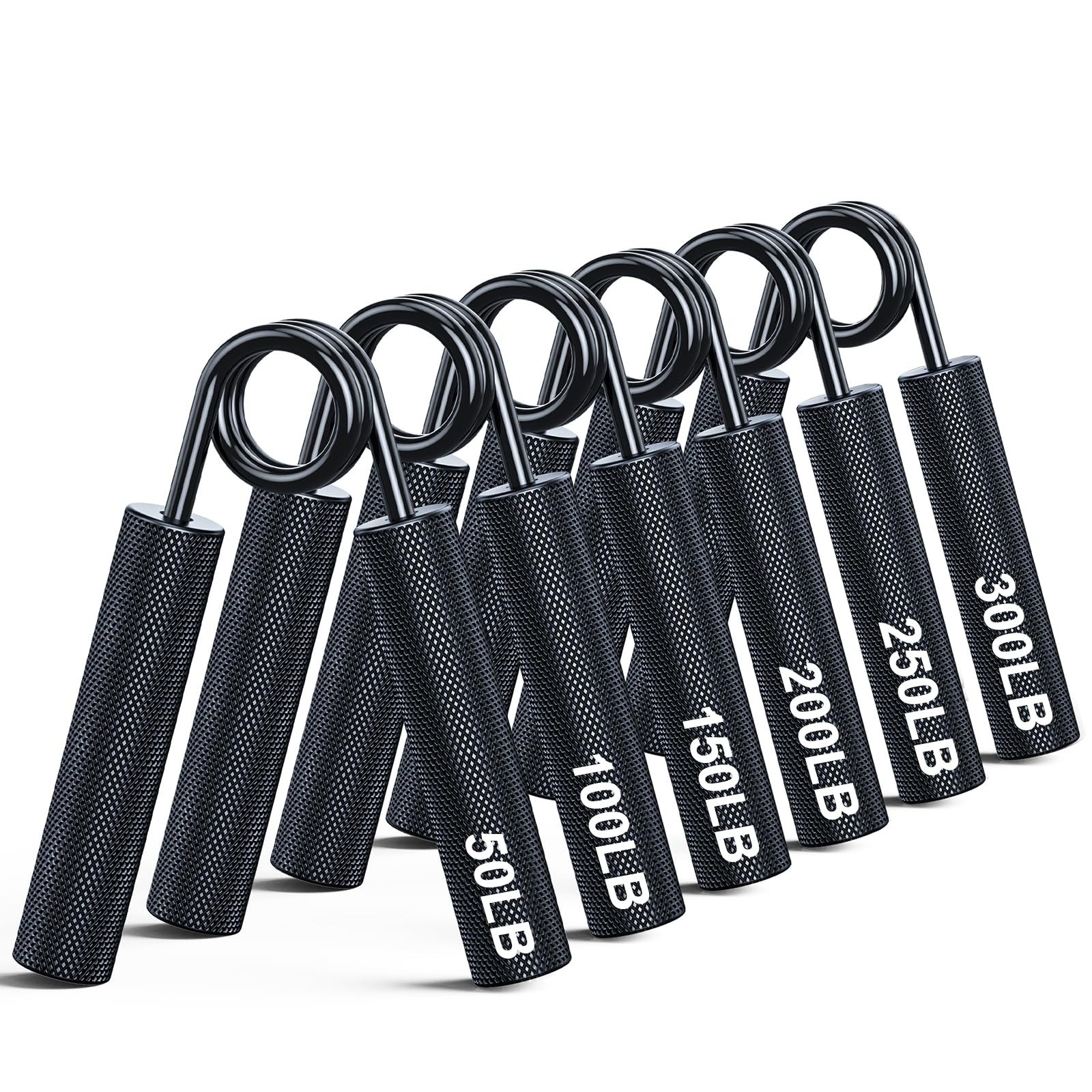 Grip Strength Trainer 6 Pack,Metal Hand Grip Strengthener Kit-Black