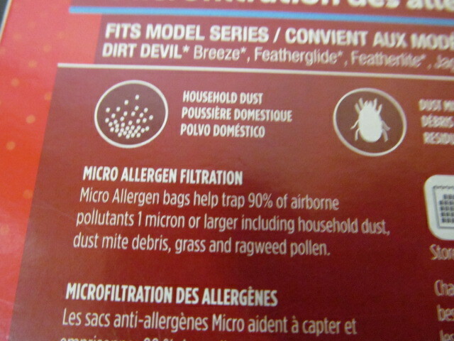 Filtrete Dirt Devil U Micro Allergen Vacuum Bags 3-Pack