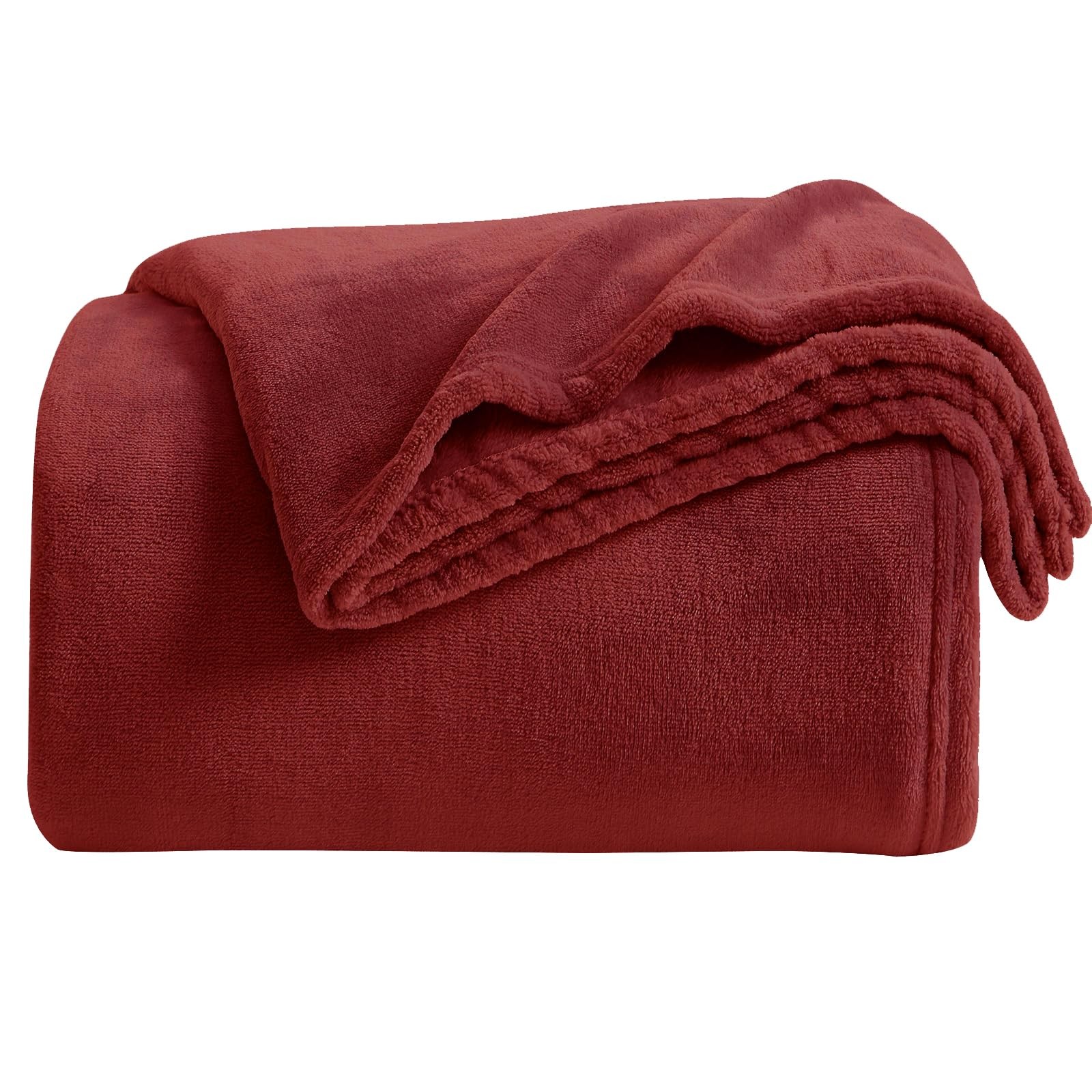 Burgundy Fleece Throw Blanket Lightweight Super Soft Cozy Fuzzy Microfiber