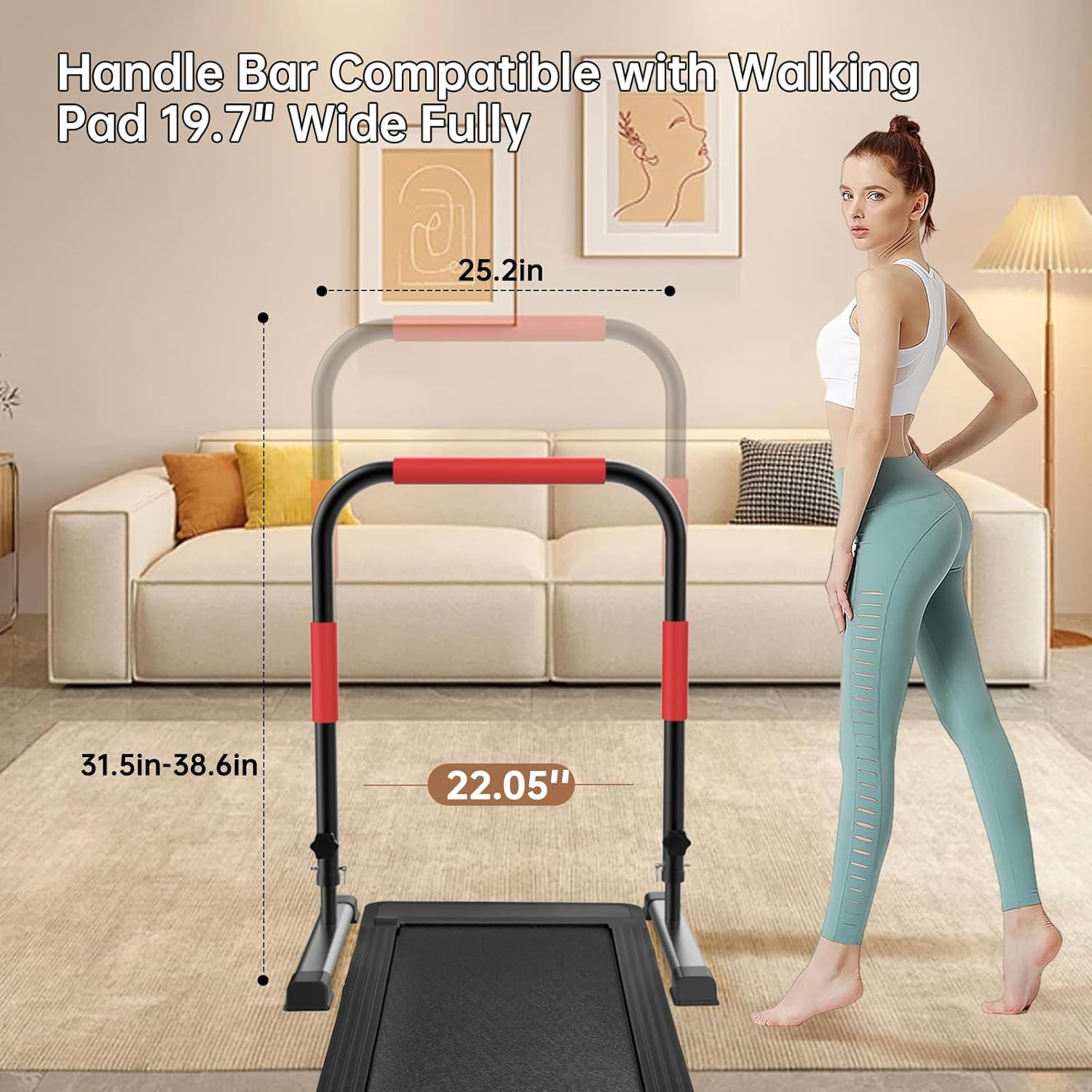 Adjustable Walking Pad Handle Only, 19.7 Inch Wide, 44 Inch Max Height