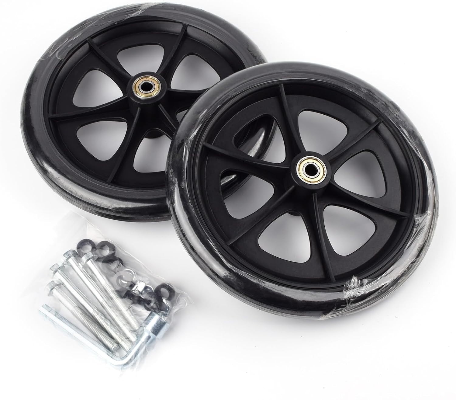 Heavy Duty 8 Inch Replacement Wheels for Wheelchairs & Rollators - Easy Install