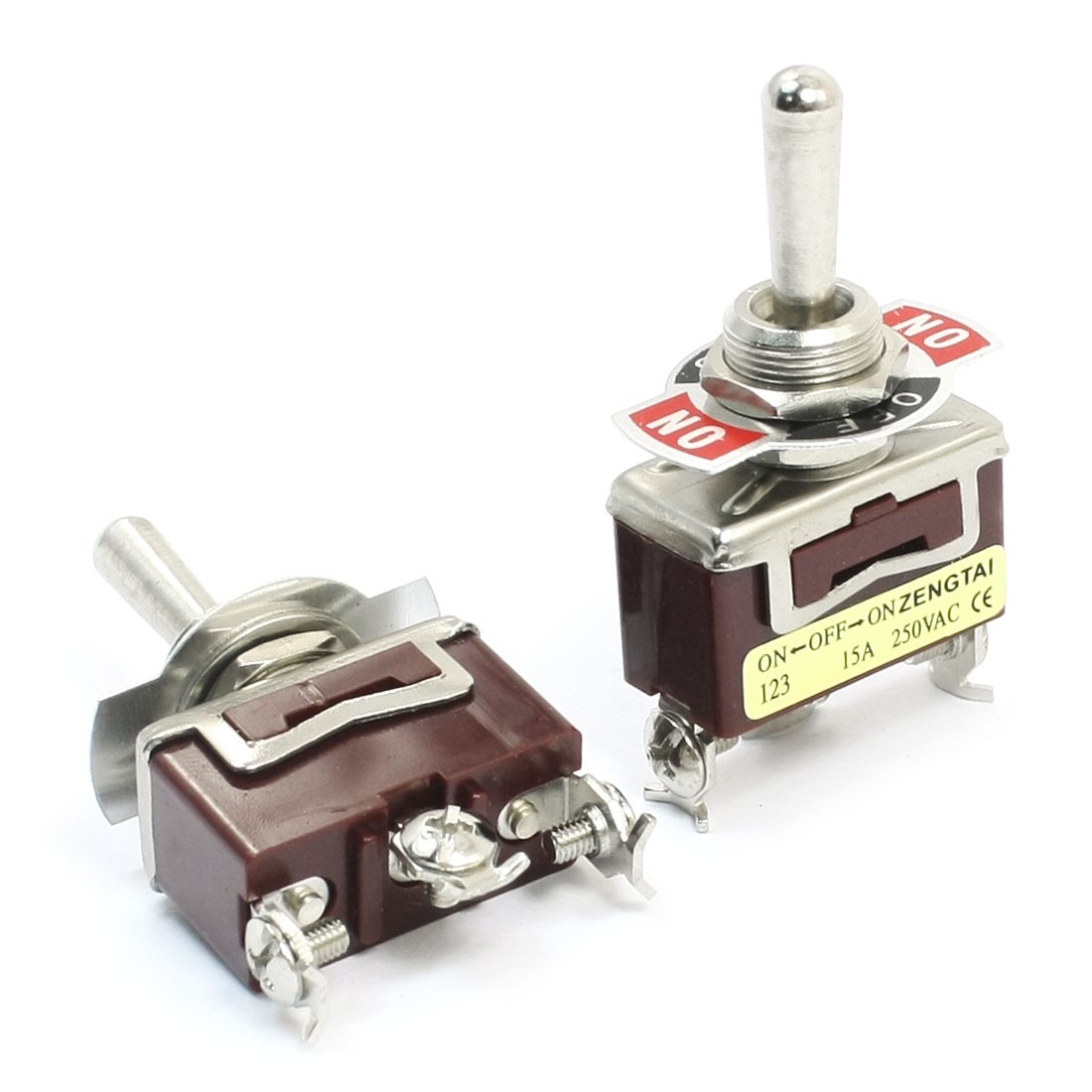 Momentary AC 250V 15A ON/OFF/ON 3 Positions 3 Pin Toggle Switch E-TEN123 2pcs