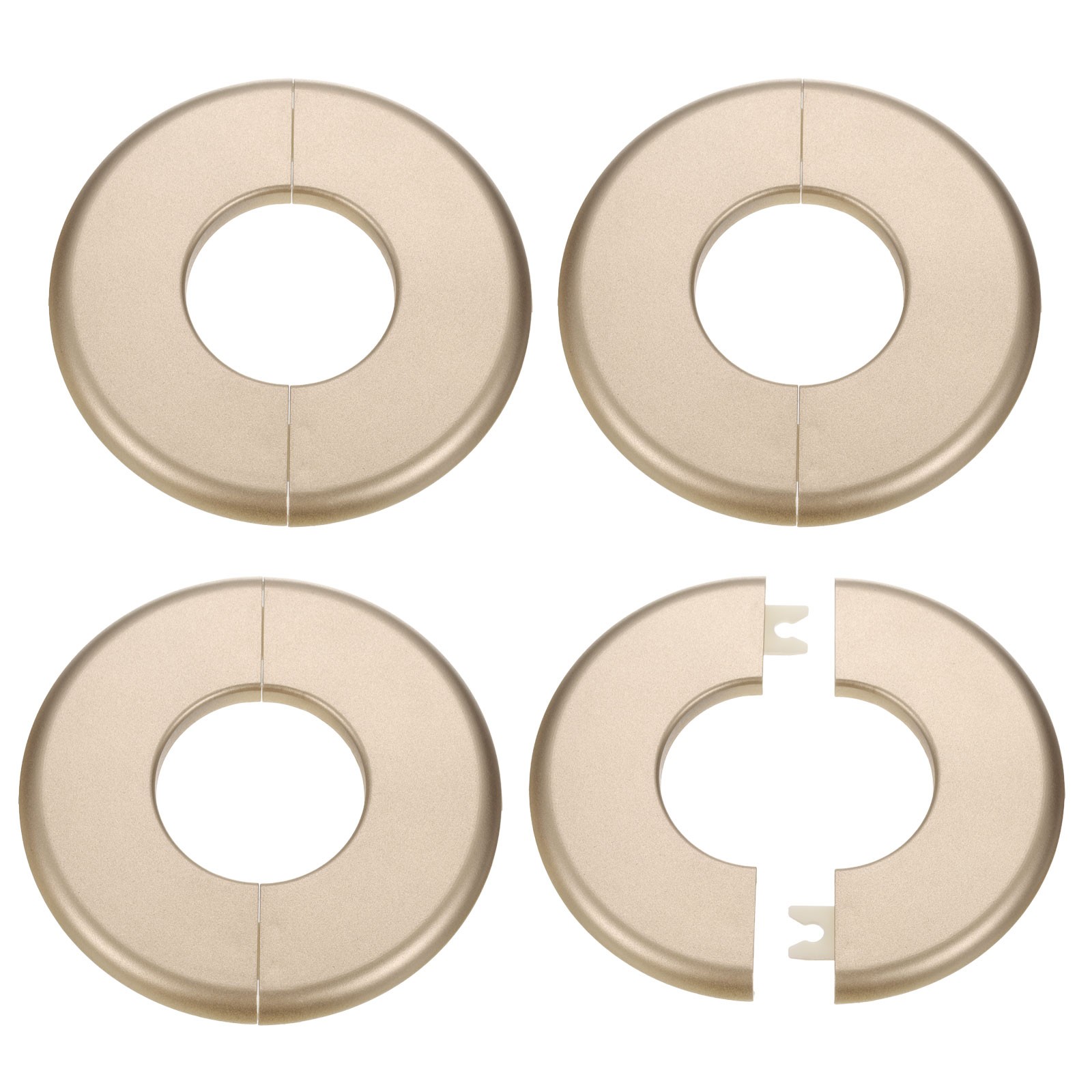 4pcs Wall Split Flange 44mm/1.7" Self-Adhesive Plumbing Cover Plates, Gold