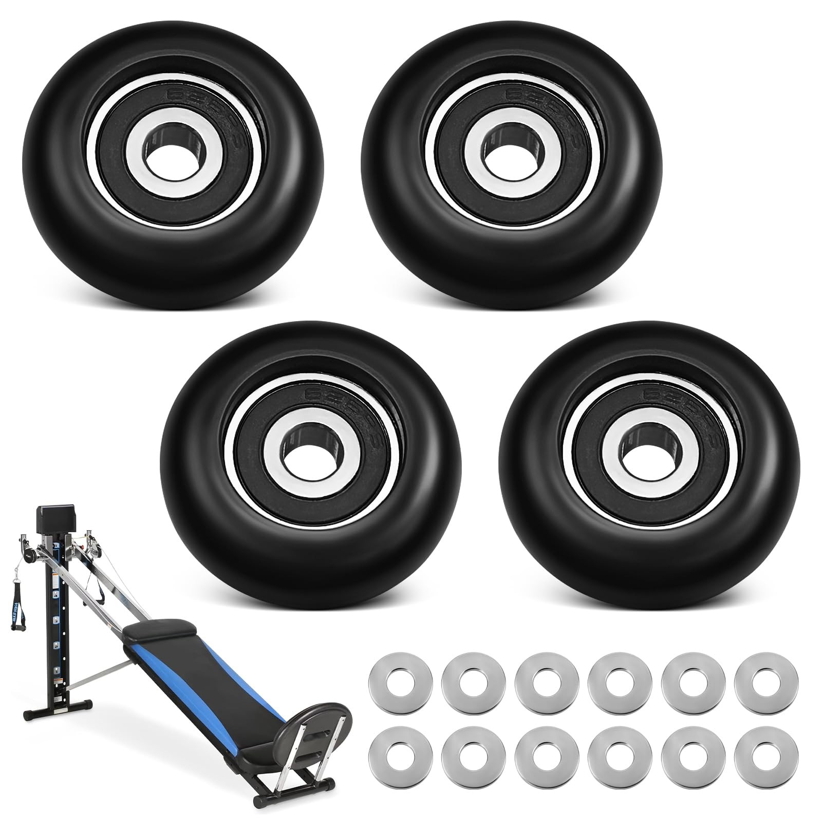 Total Gym Set Wheels/Rollers for Models 2000, 3000, and More,3000 XL, and a F...