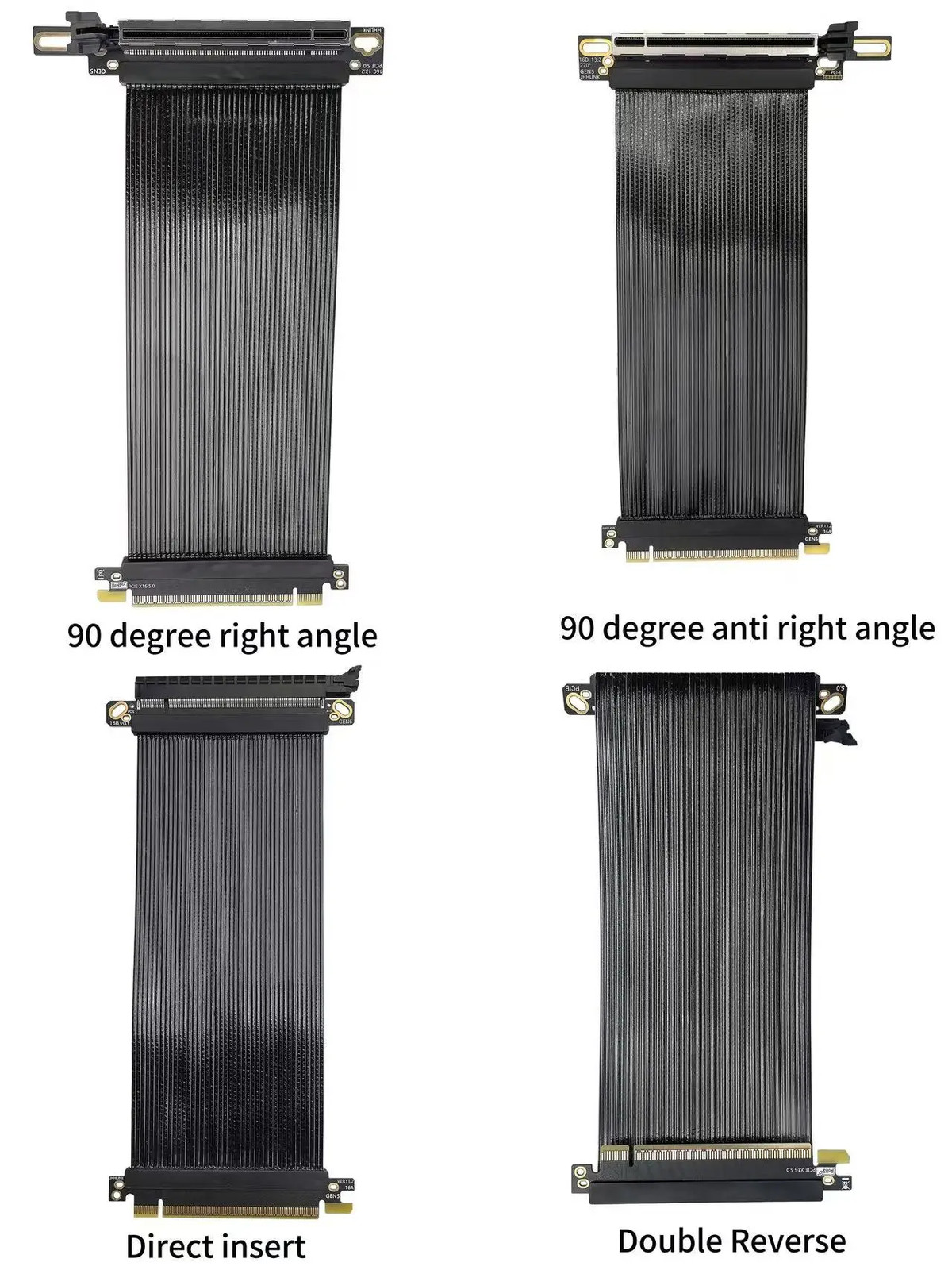 PCIe 5.0 X16 Riser Cable 64Gbps for 50/40/30 Series, Compatible 4.0/3.0