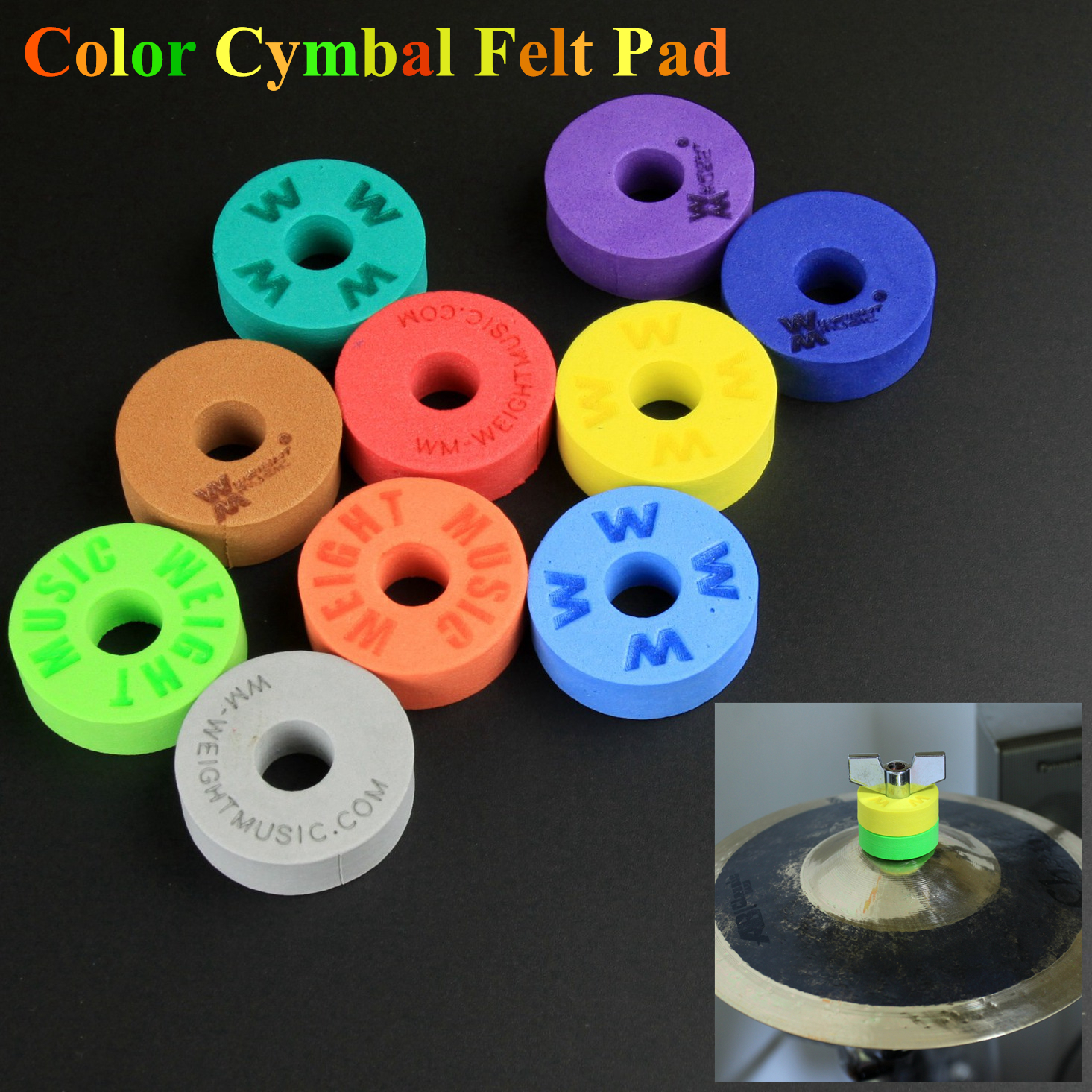 10pcs Set High-density sponge Color Cymbal Felt Pad Percussion Accessory