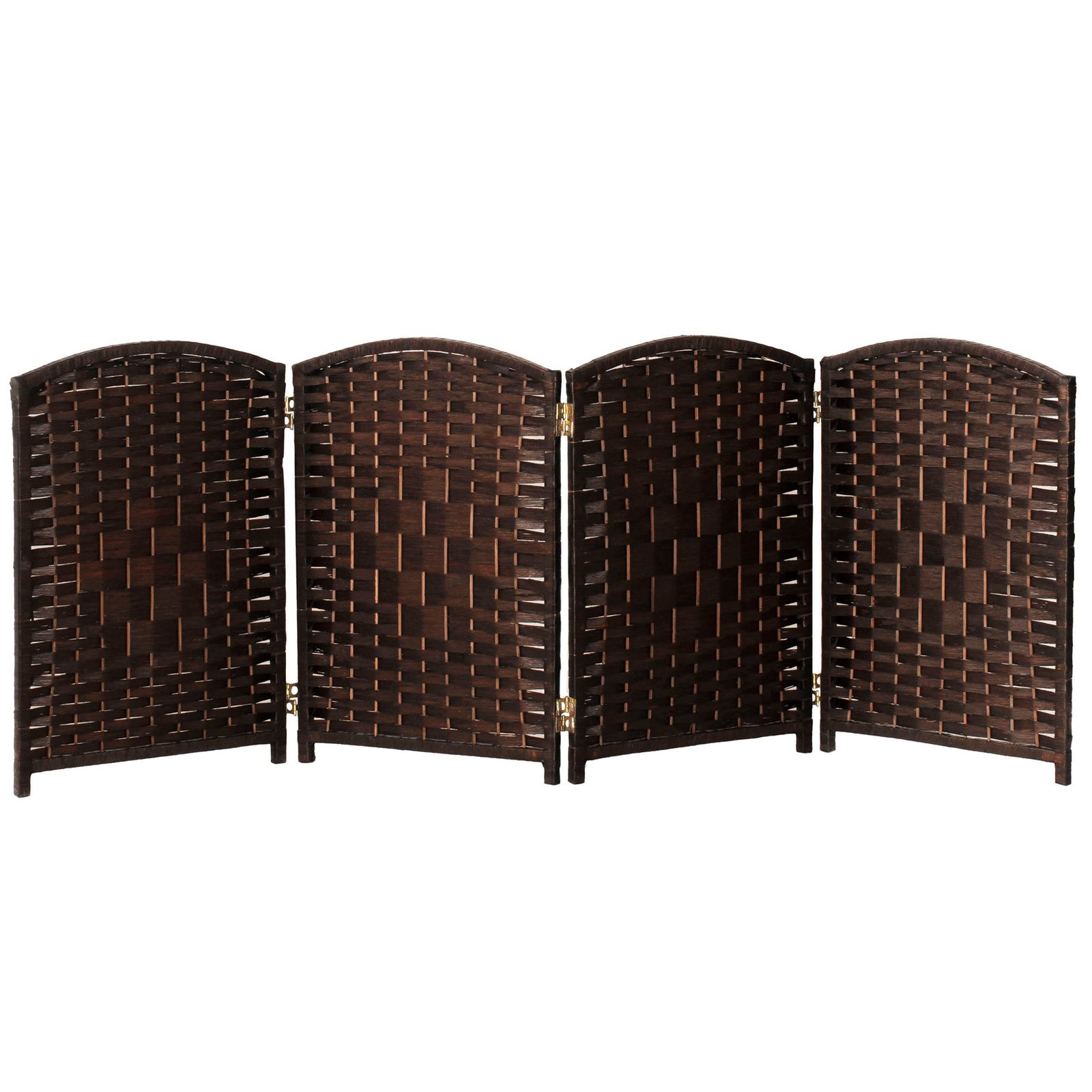 2 ft. Short Diamond Weave Fiber Folding Screen - Dark Mocha - 4 Panel