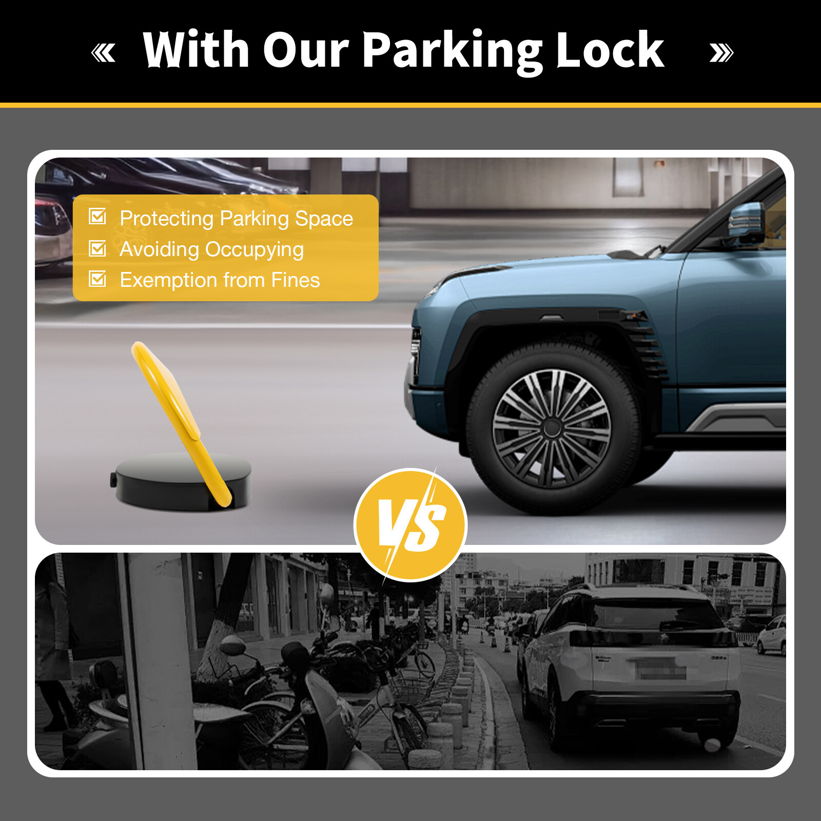 Car Parking Spot Lock Remote Control Foldable Barrier Auto Sensor Anti-Collision