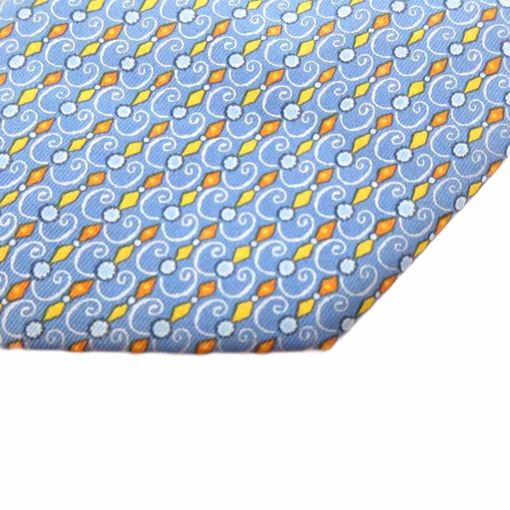 HERMES regular tie all over pattern logo silk blue AE GY47 men s