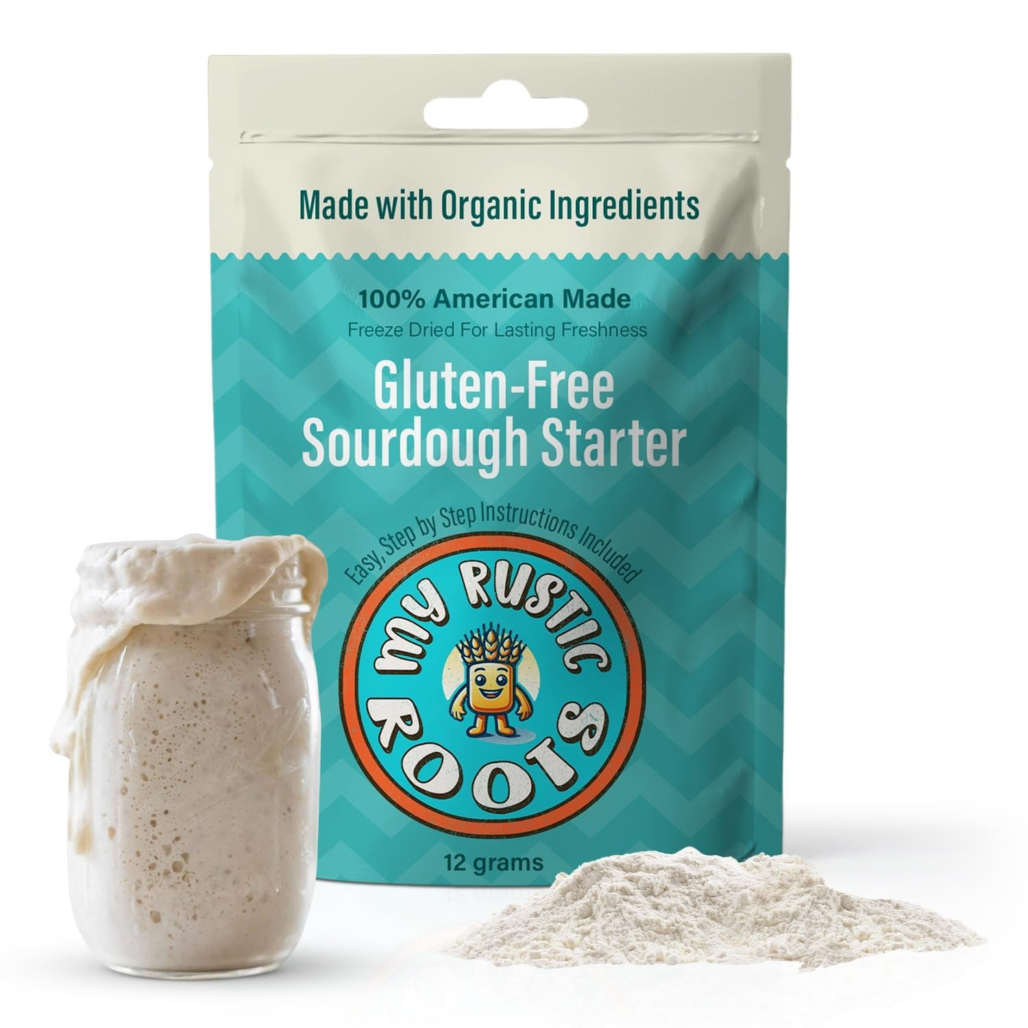 Gluten Free Sourdough Starter, Beginner Friendly, 12g | Organic, non-GMO brown r