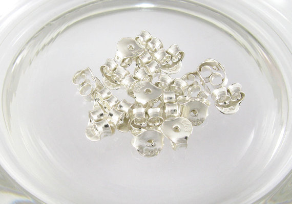 925 Sterling Stamped Plated Earring Back Nut Stopper Finding