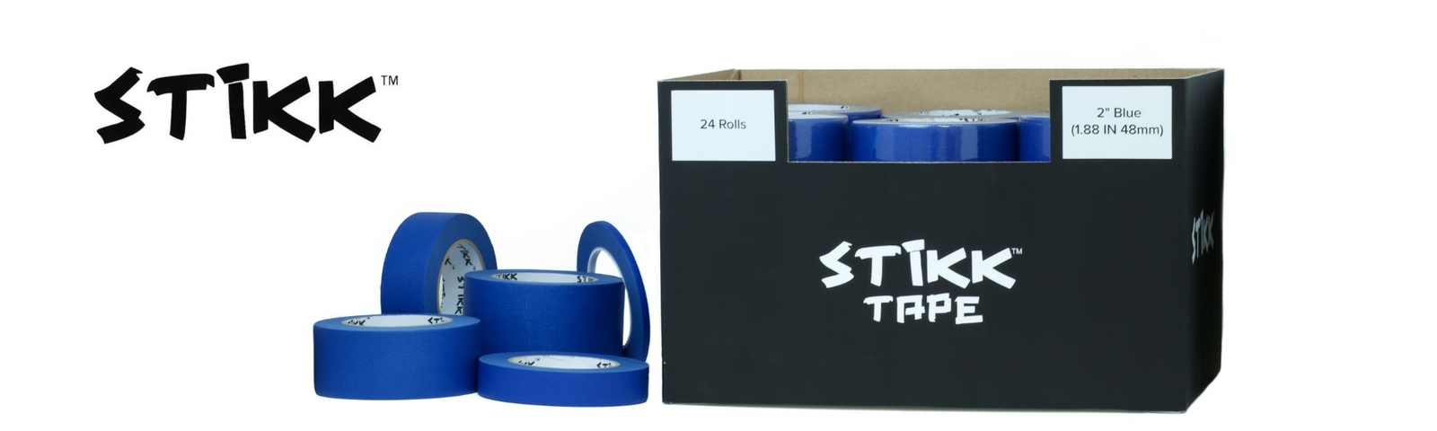 3 pack 1/4" .25 inch x 60yd (6mm x 55m) Thin STIKK Blue Painters Masking Tape