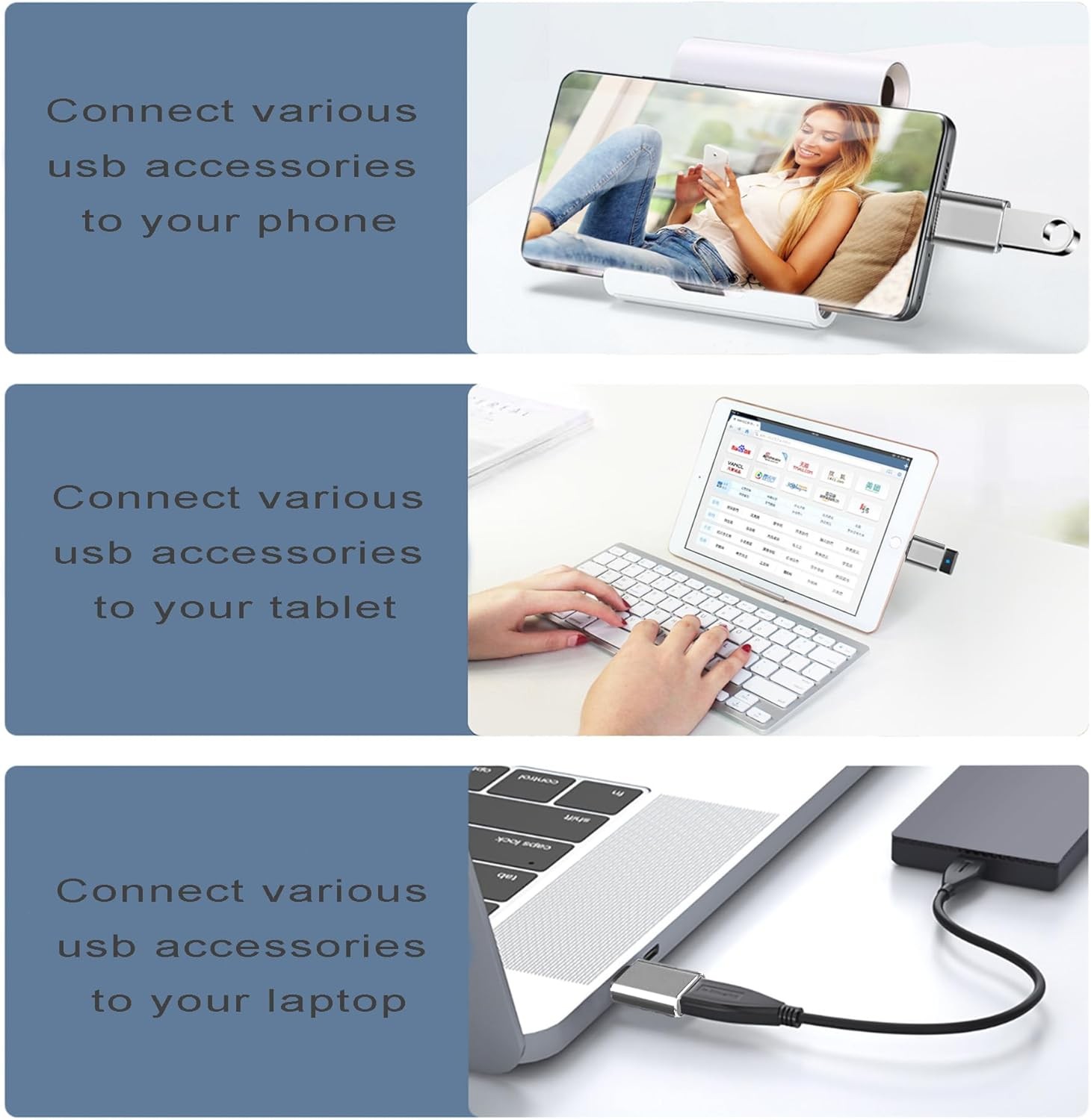 USB C to Adapter 3.1 Gen 2, 10Gbps C Adapter, USB-C Chrome
