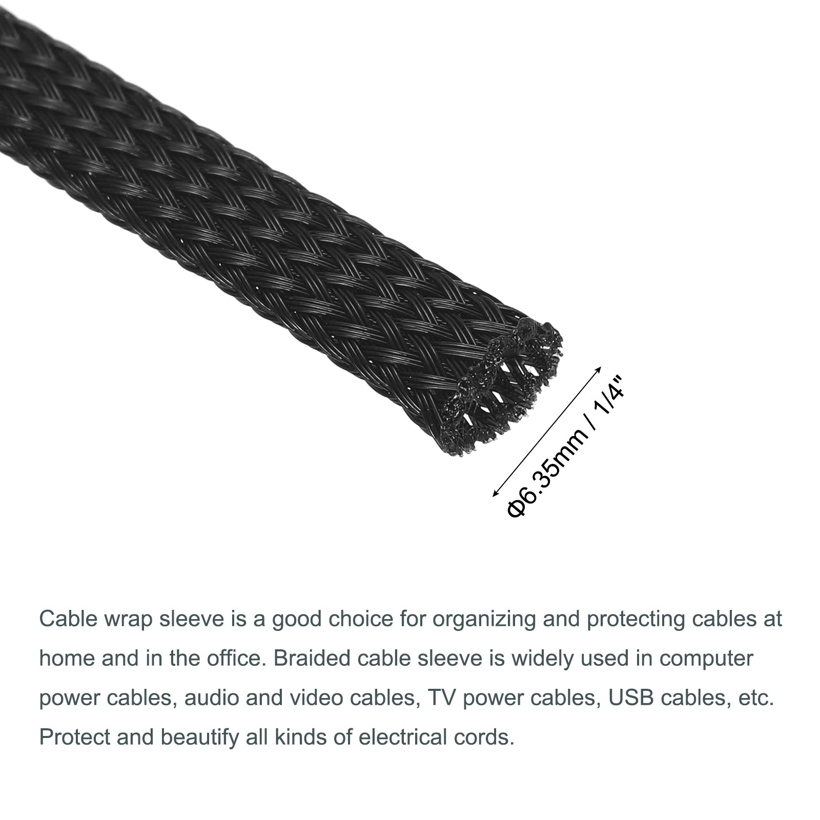 Expandable Sleeving 1/4-inch 100ft Cable Sleeve Black