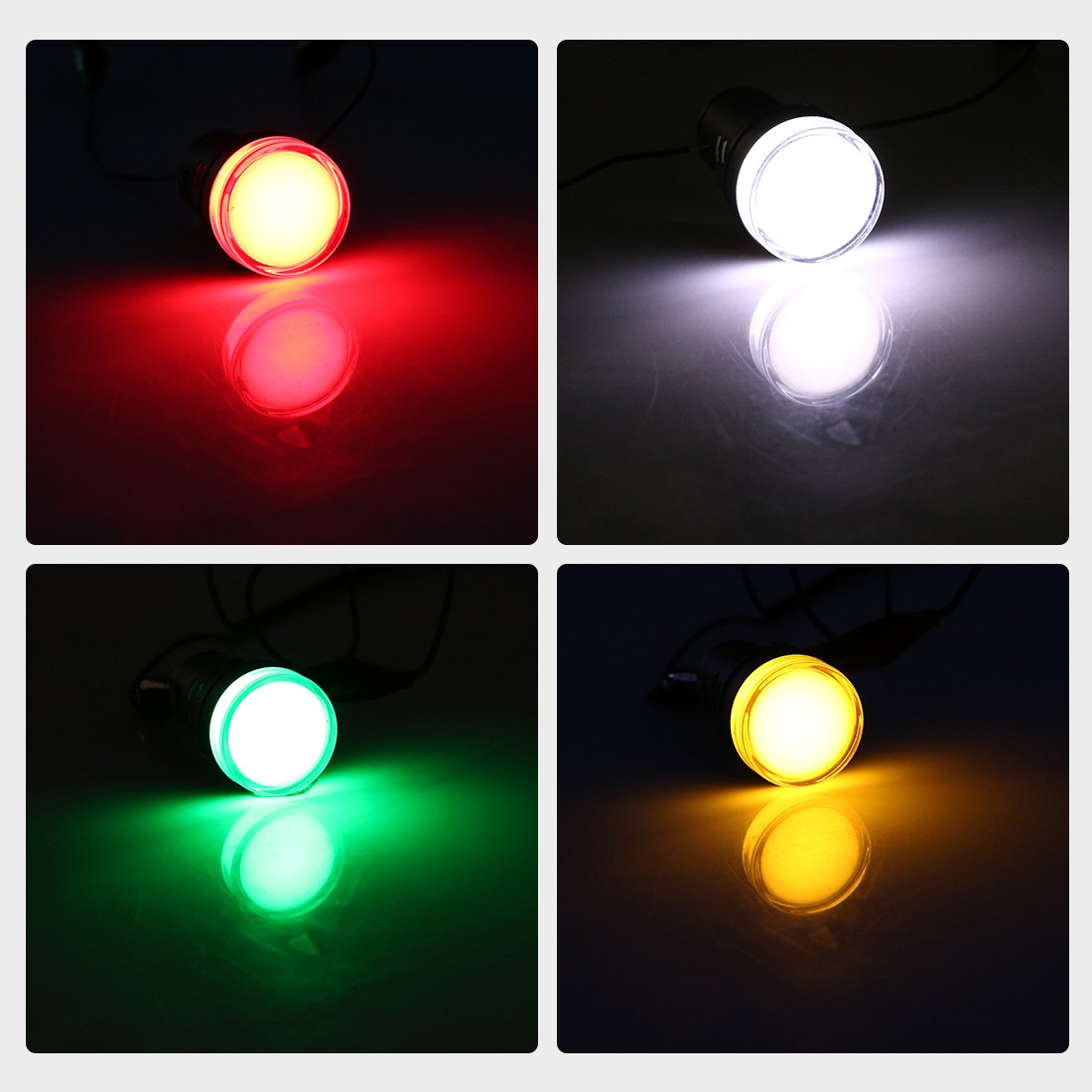 4sets AC/DC 110V Indicator Lights LED Flush Panel Mount 7/8" 22mm