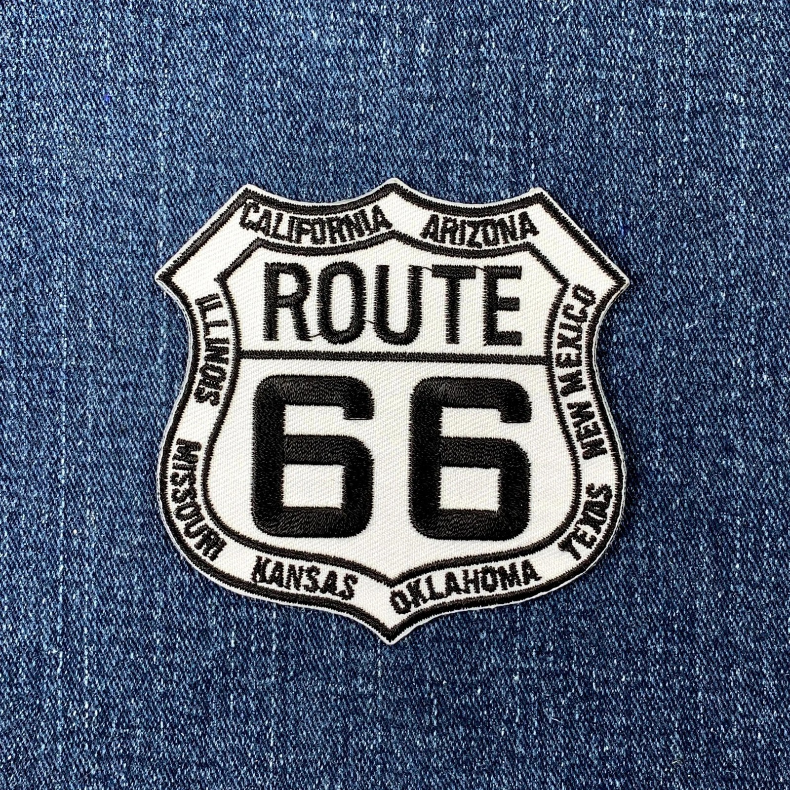 Route 66 Applique Patch - Embroidered Sign & States Badge 3" (Iron On)