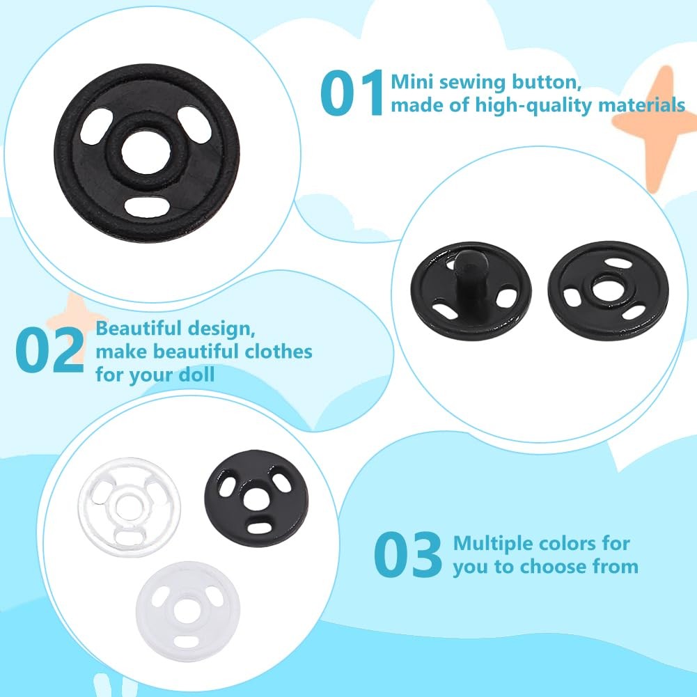 FREEBLOSS 60 Sets 4mm Tiny Snap Closures Buttons with 4mm, Multicolor